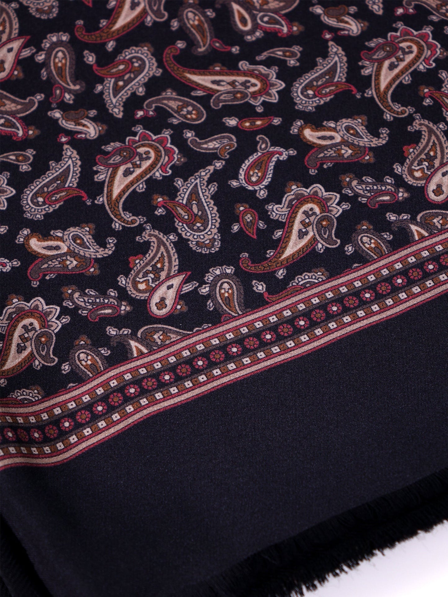 PRICE black printed silk/wool double scarf