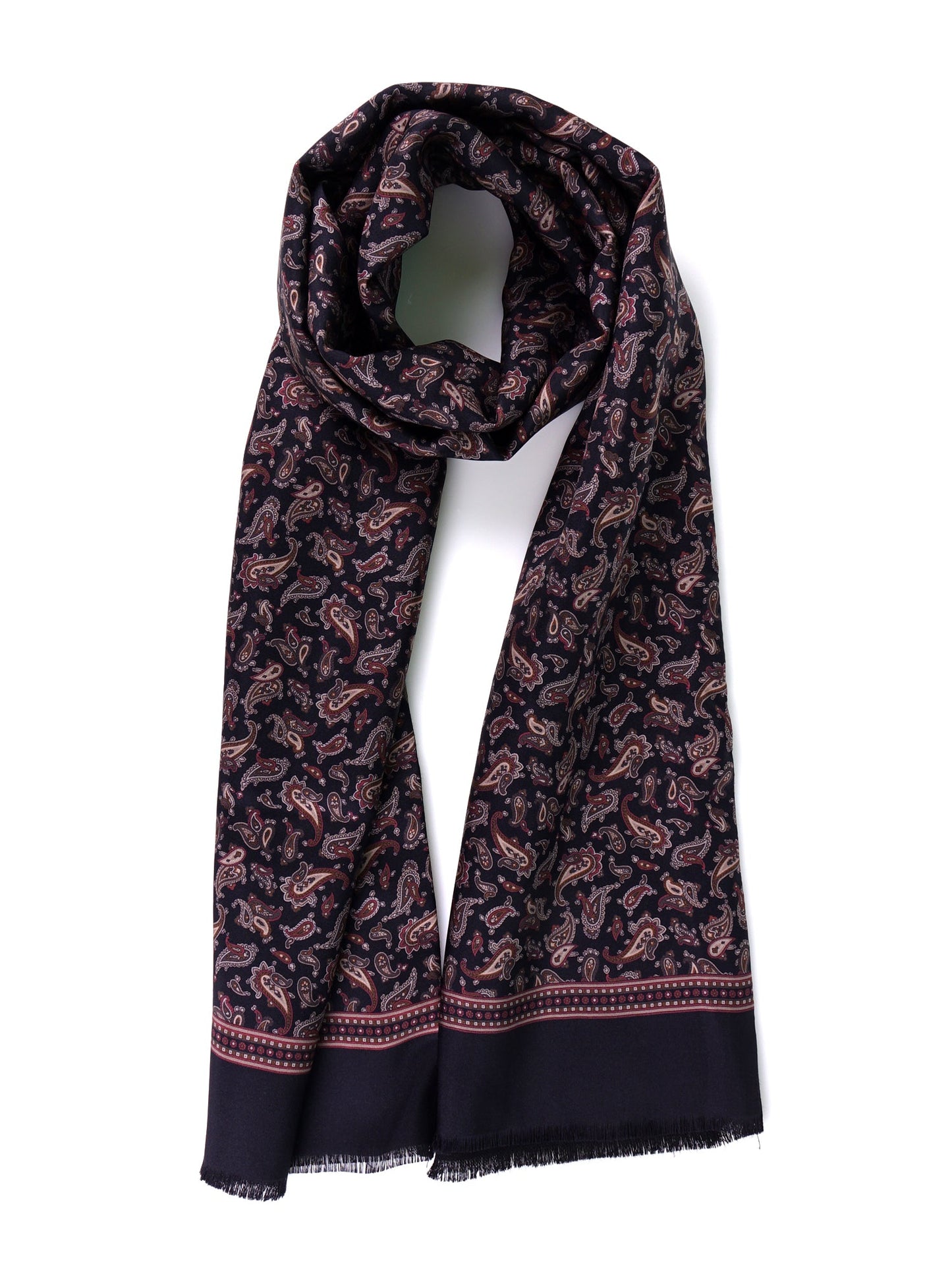 PRICE black printed silk/wool double scarf