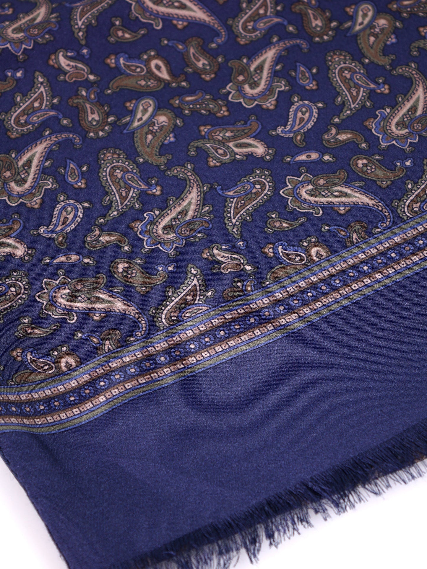 PRICE blue printed silk/wool double-faced scarf