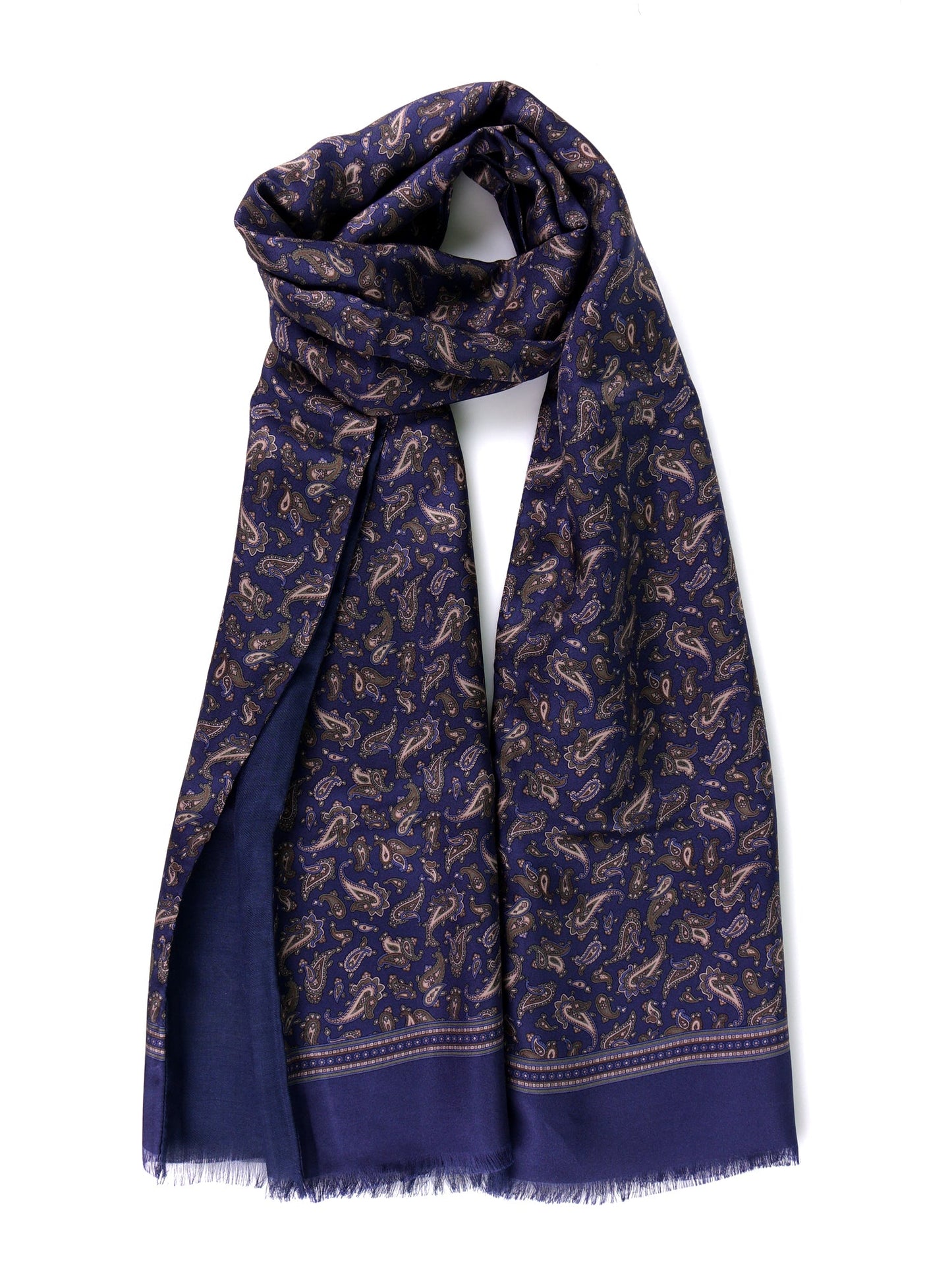 PRICE blue printed silk/wool double-faced scarf