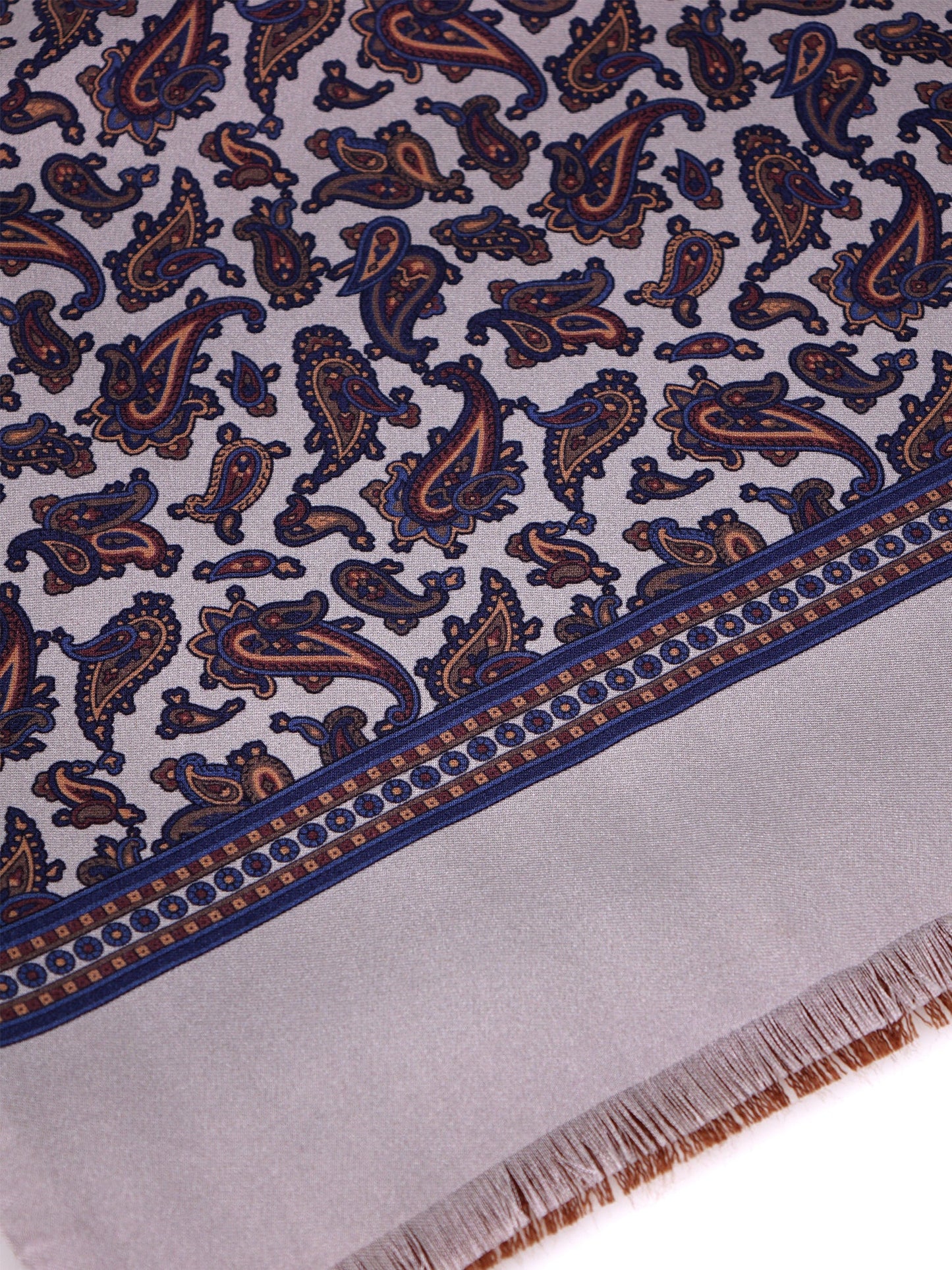 PRICE printed silk/wool double-faced scarf grey
