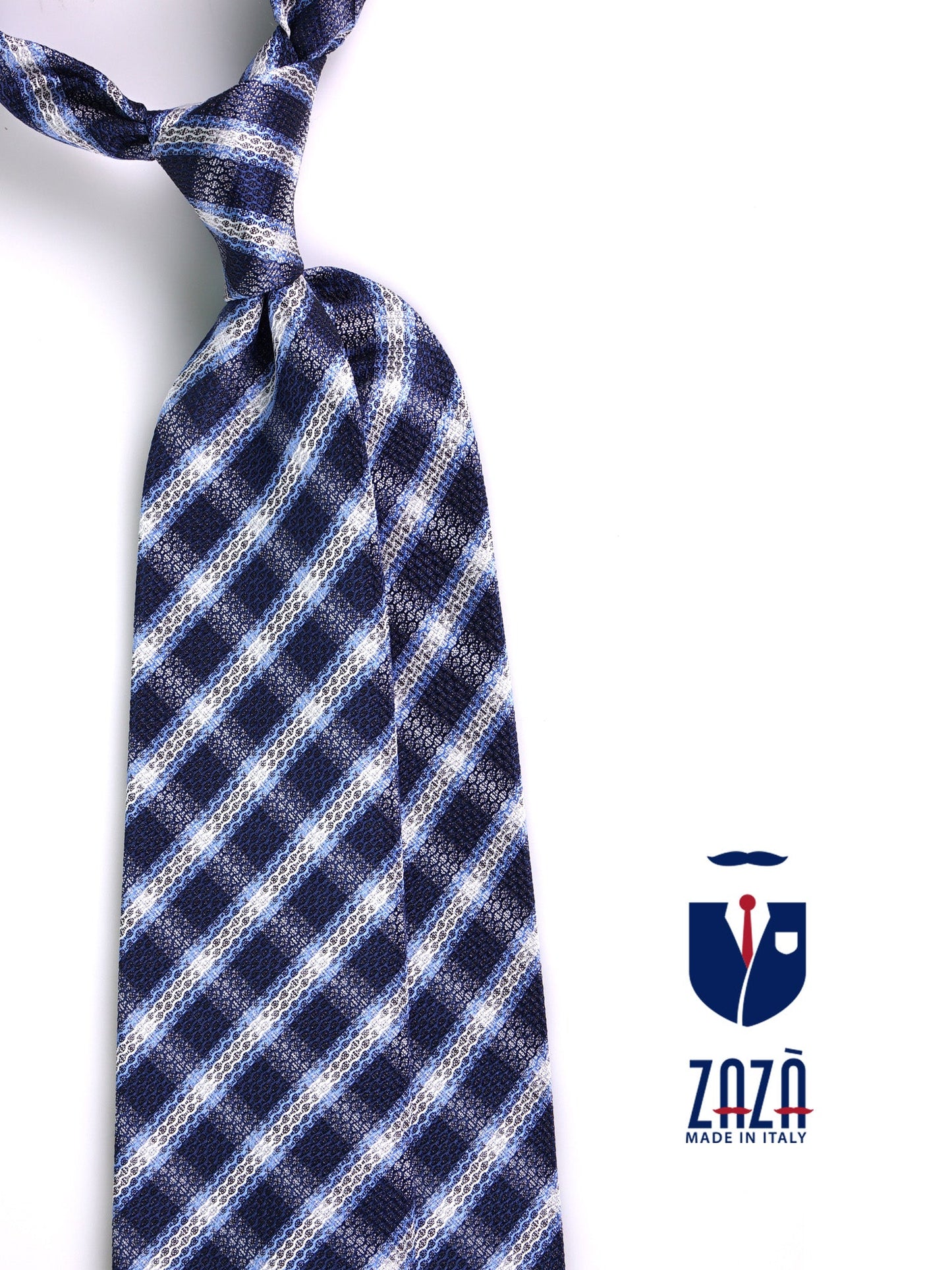 PRISMATO 3 fold sky blue jacquard silk tie