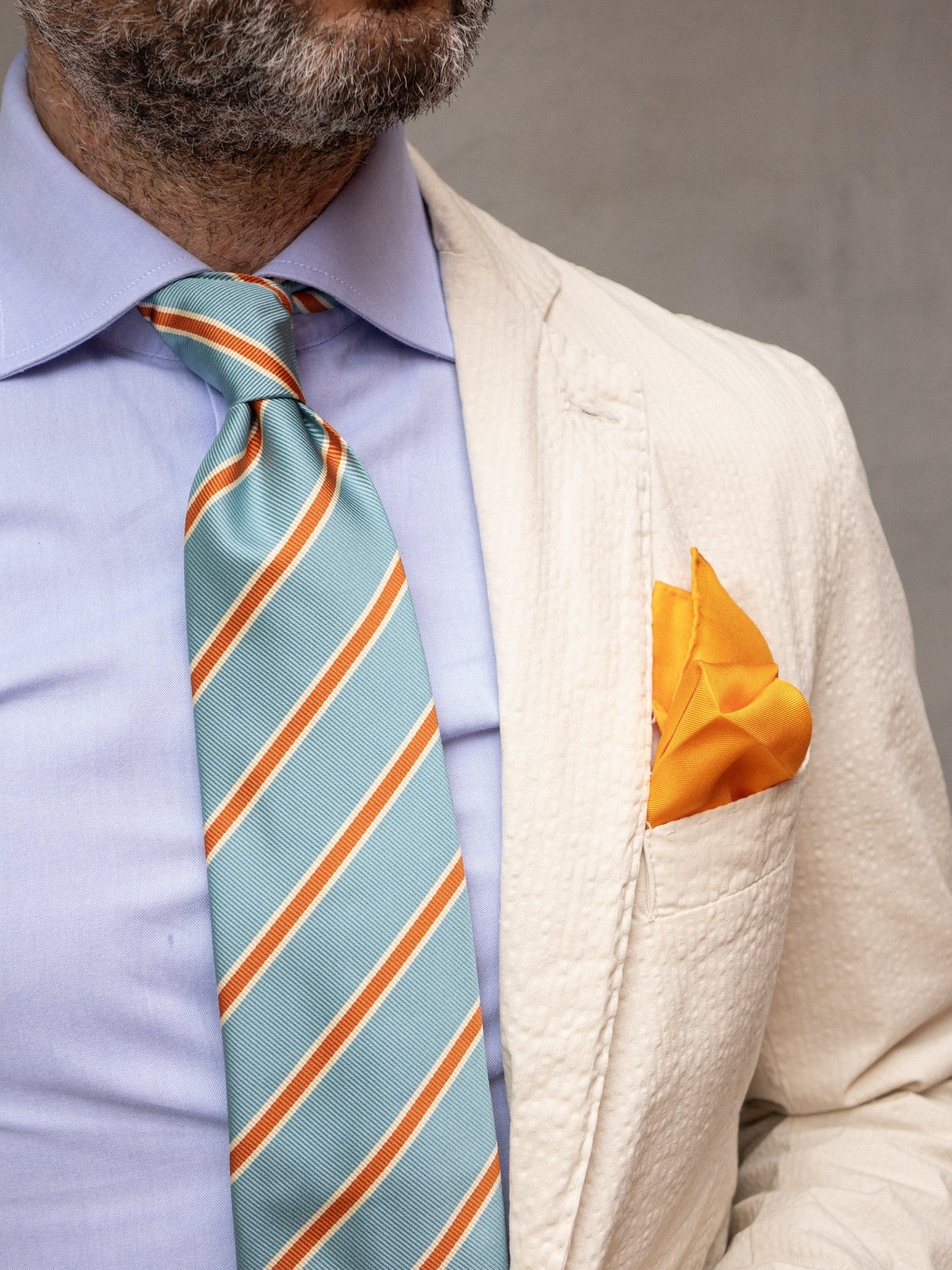 Turquoise 3 Folds RAFFA Silk Jacquard Tie