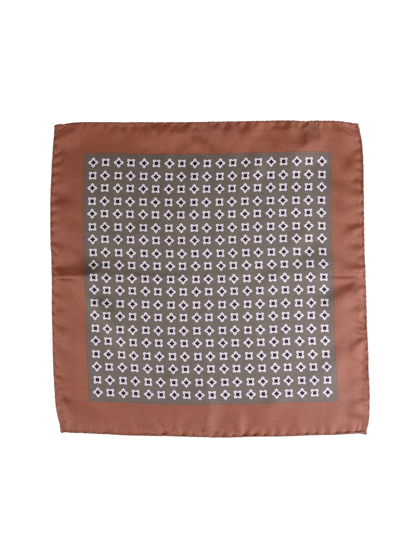 RAVEN green printed silk pocket square