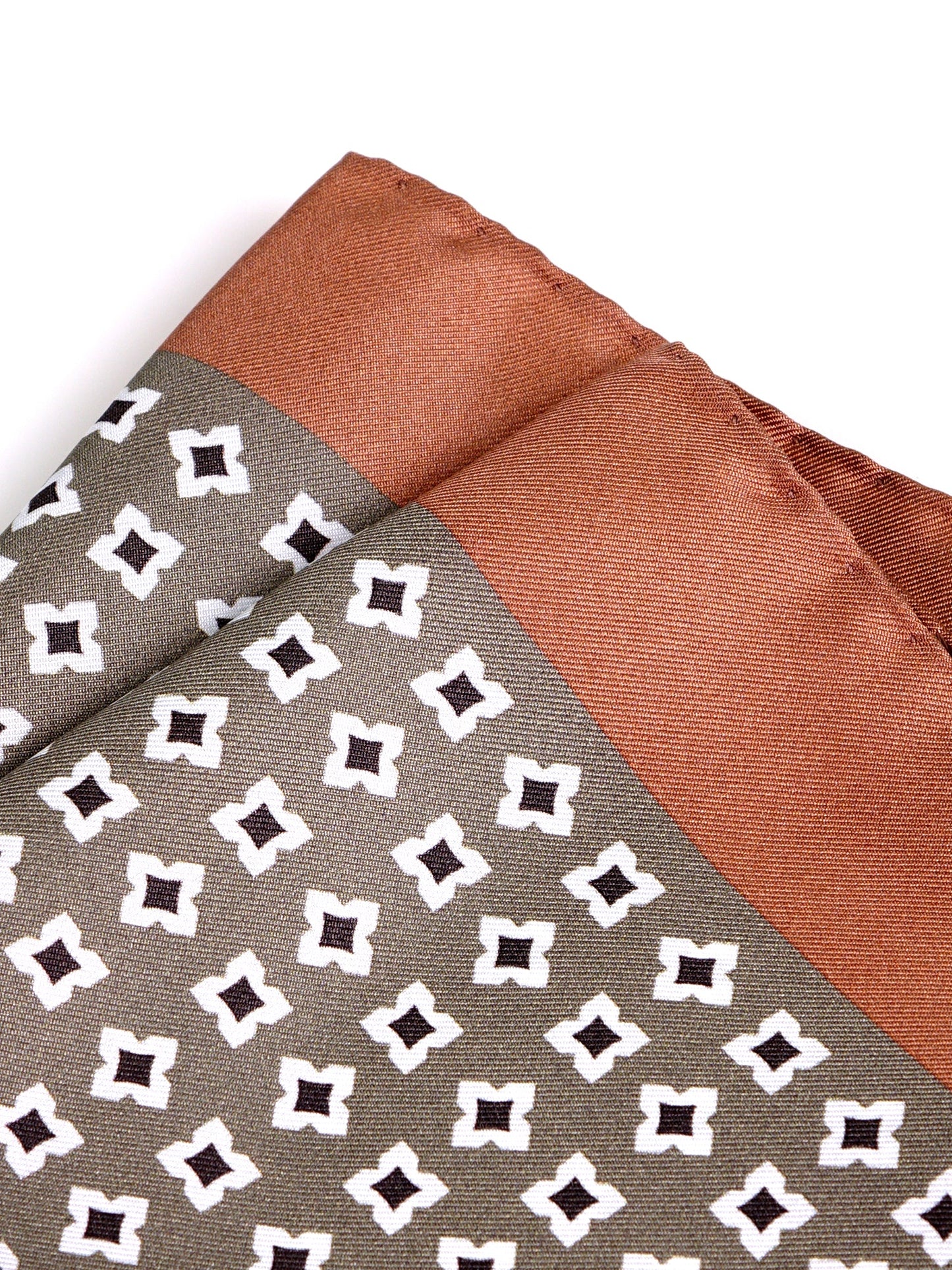 RAVEN green printed silk pocket square