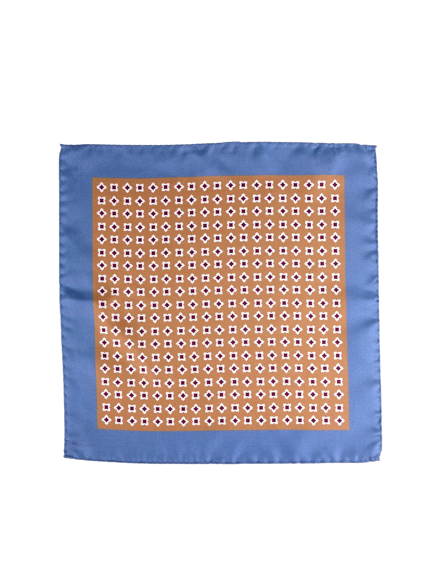 Light brown printed silk pocket square RAVEN