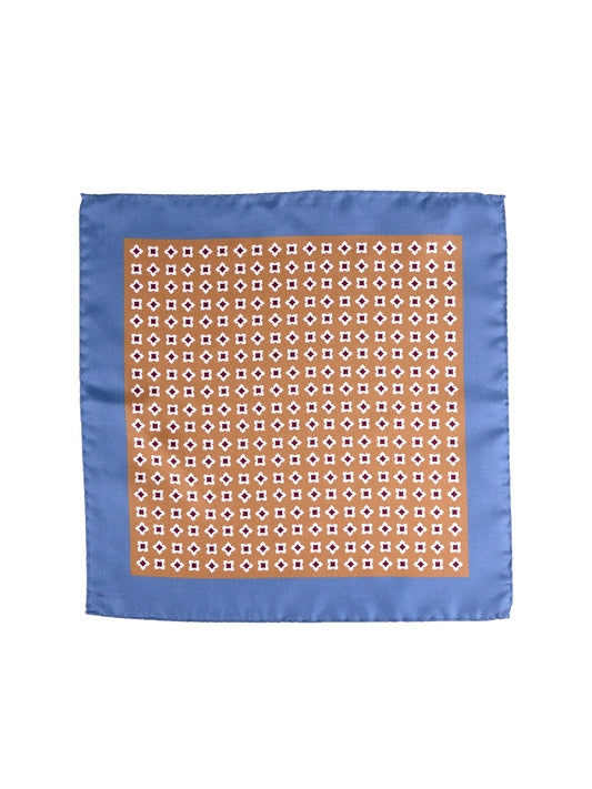 Light brown printed silk pocket square RAVEN