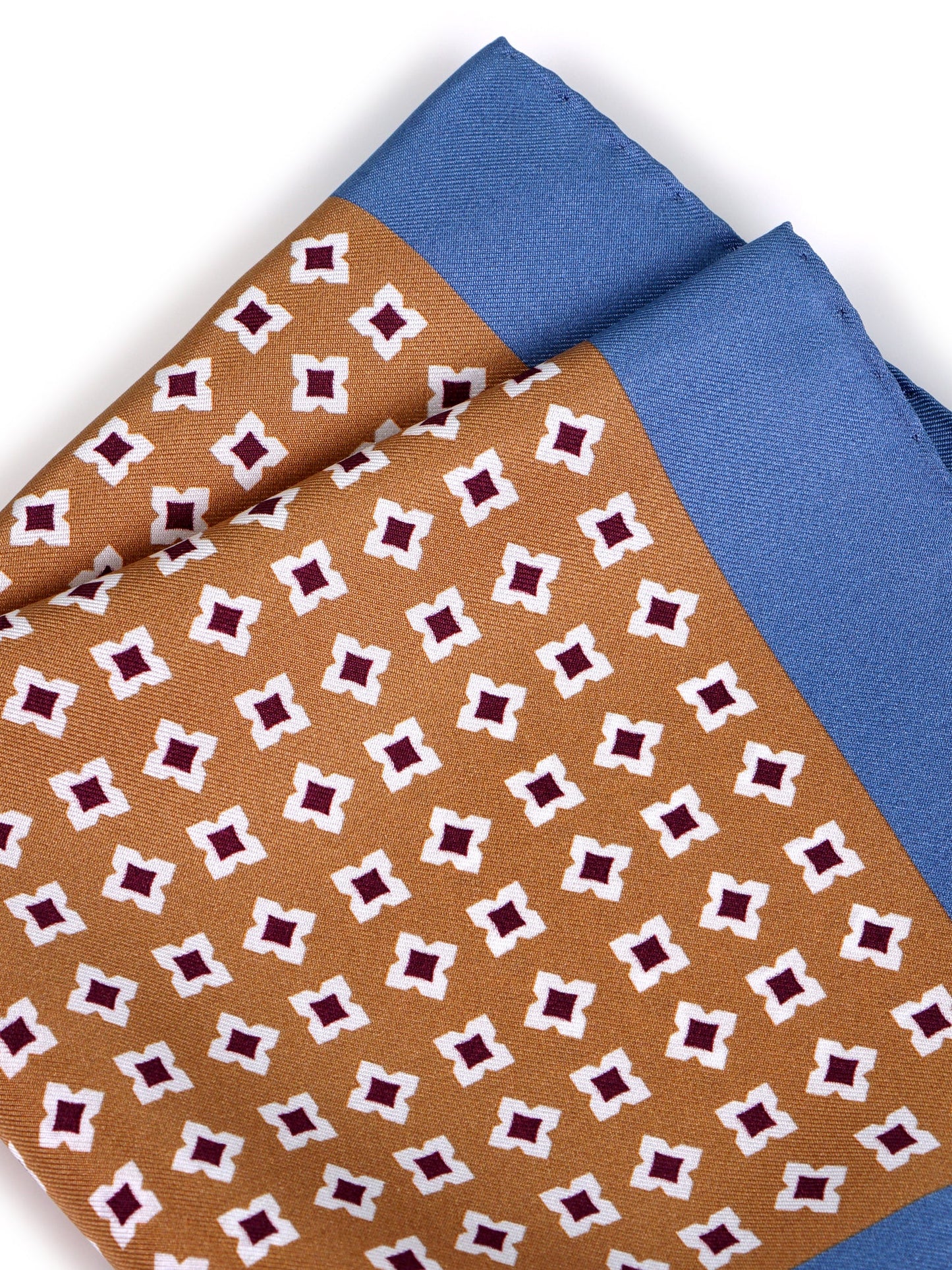 Light brown printed silk pocket square RAVEN