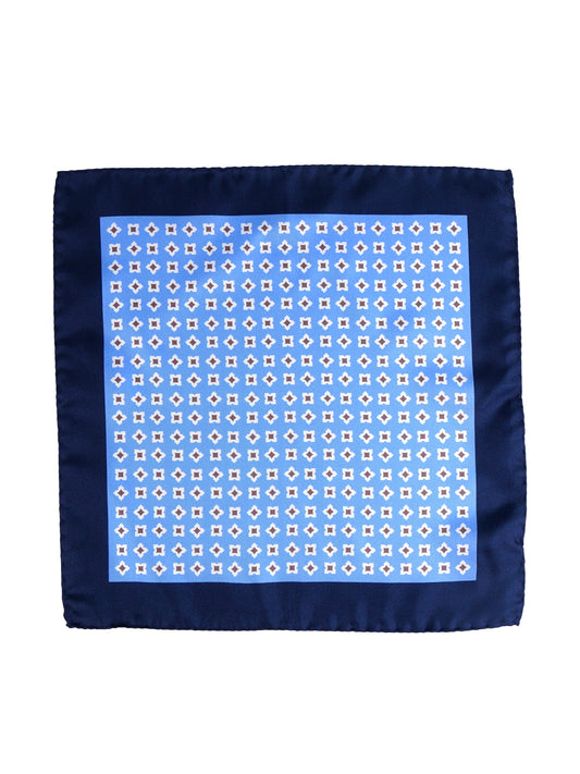 Light blue printed silk pocket square RAVEN