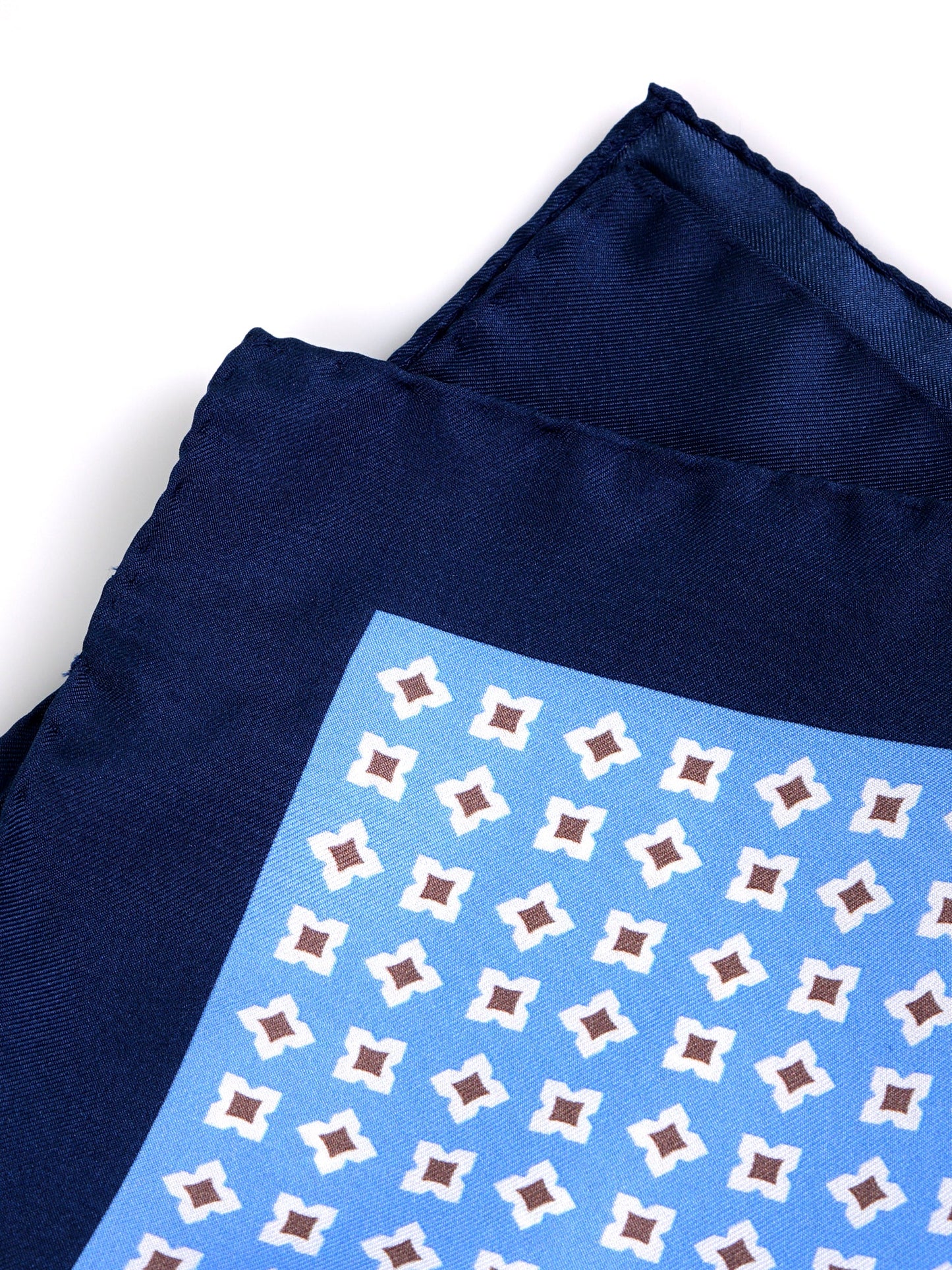 Light blue printed silk pocket square RAVEN