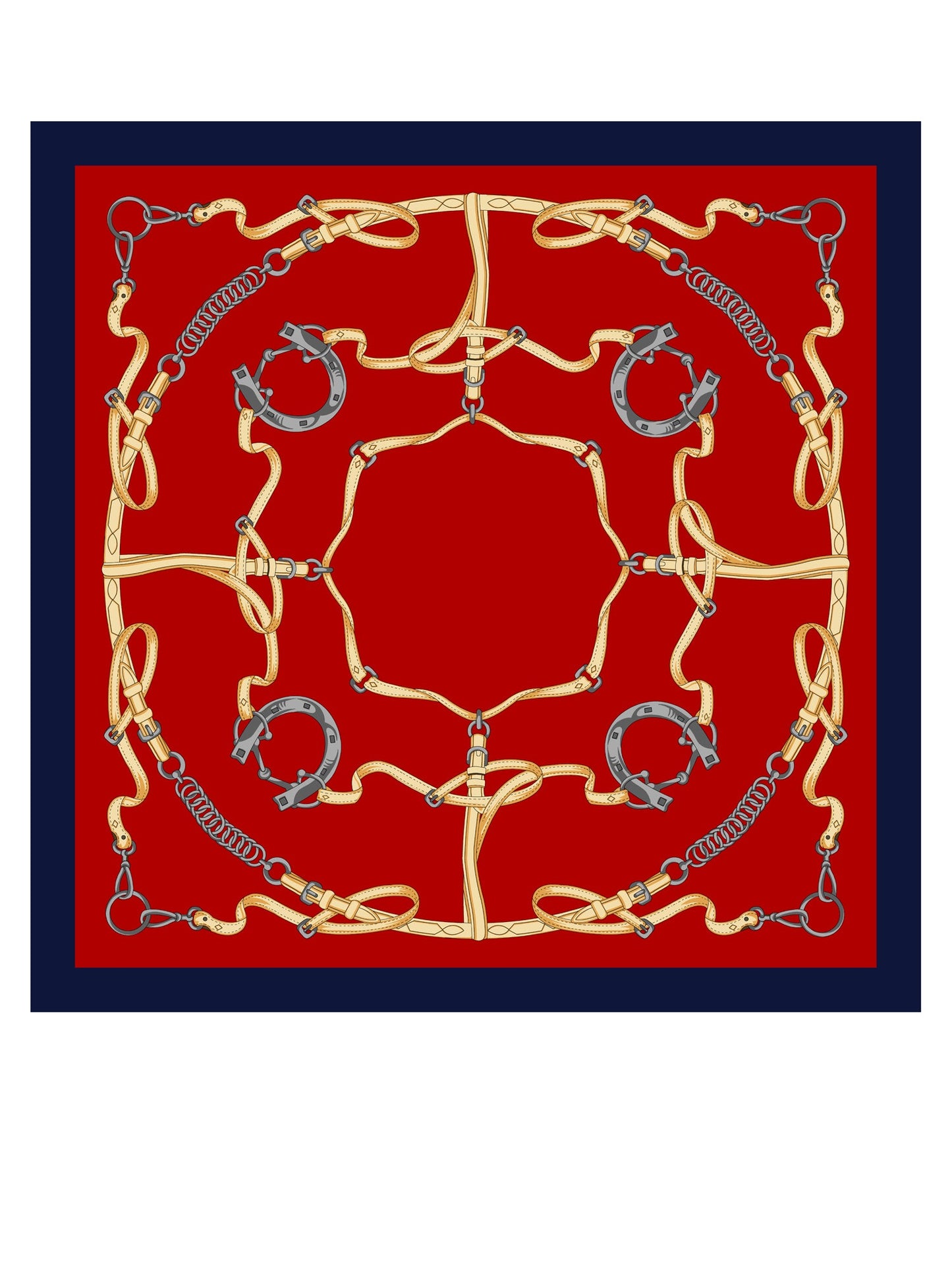 Red silk scarf 90x90cm printed REINS