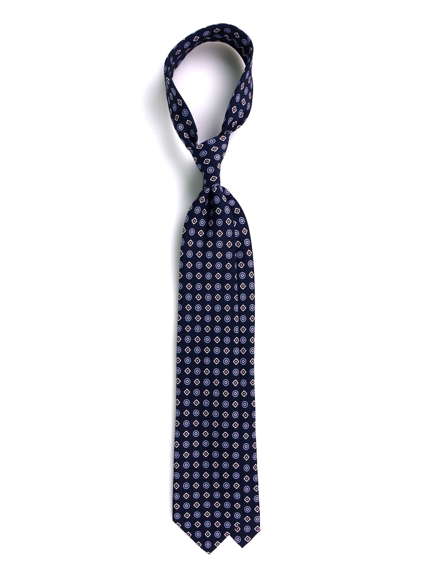 Dark blue 3-fold REDDANCE English printed silk tie
