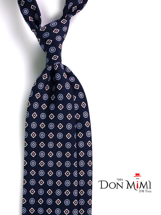 Dark blue 3-fold REDDANCE English printed silk tie