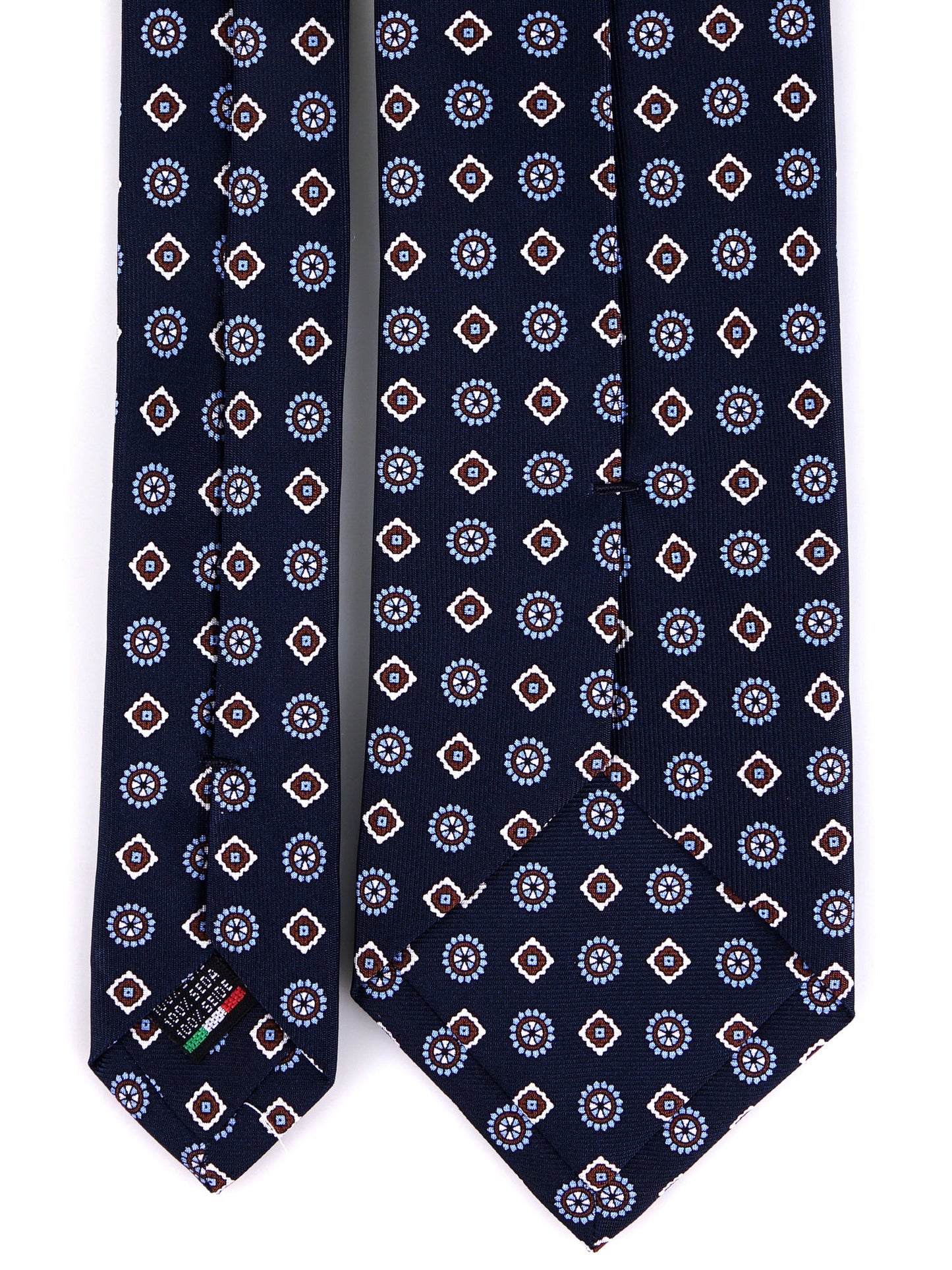 Dark blue 3-fold REDDANCE English printed silk tie