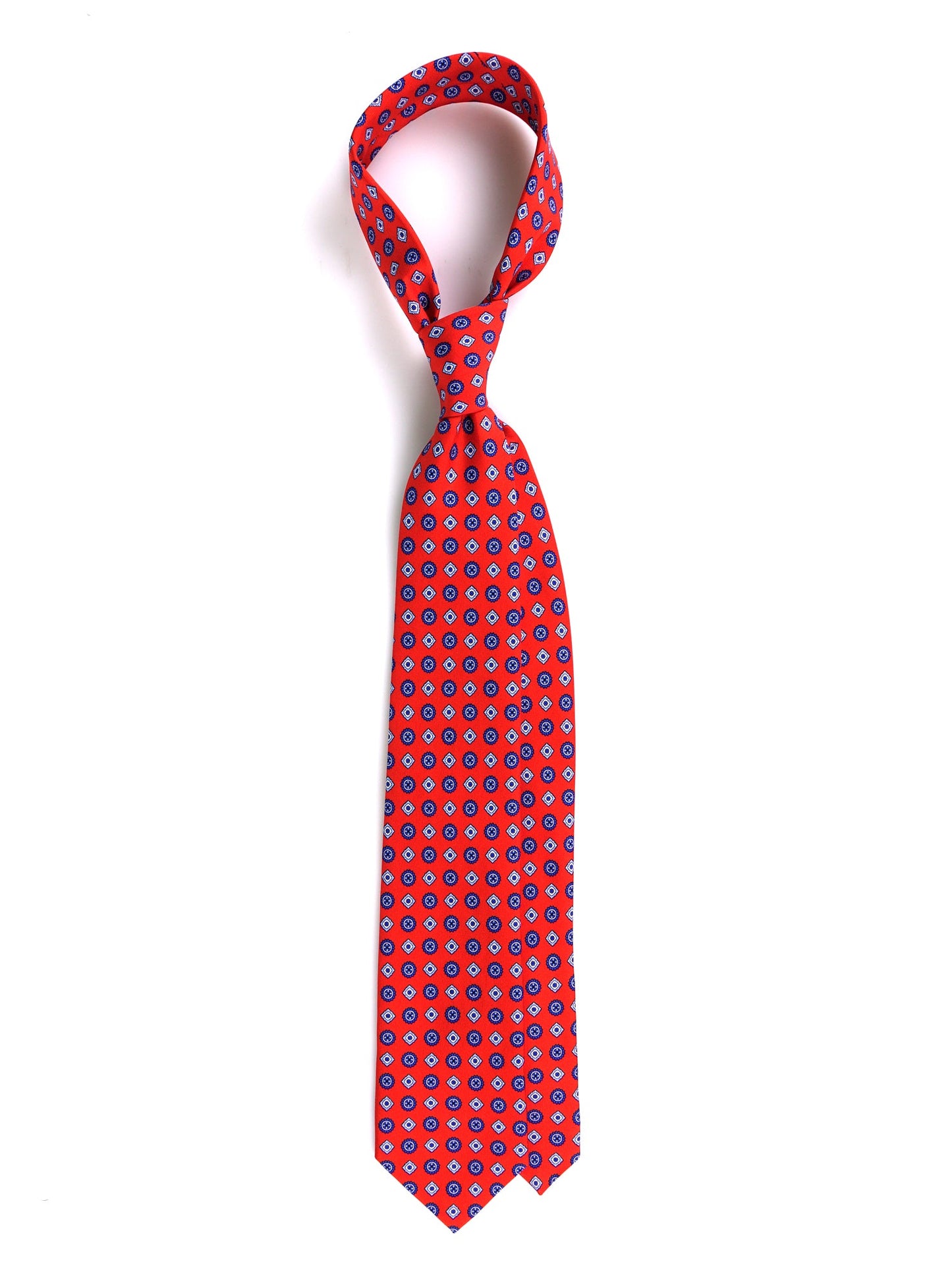 3 Fold Tie red REDDANCE English printed silk