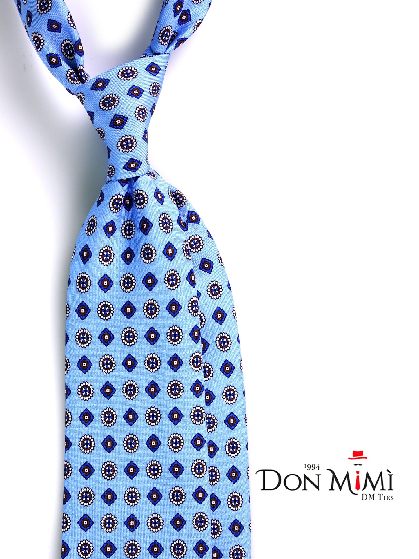 Light Blue 3 Fold REDDANCE English Printed Silk Tie