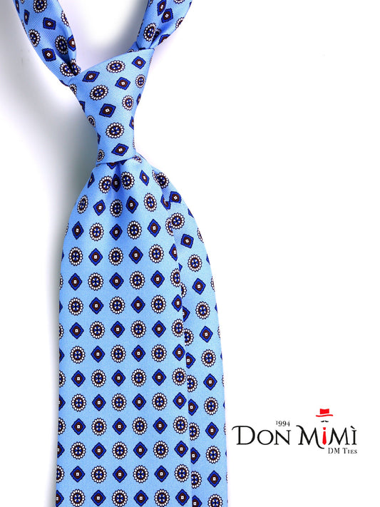 Light Blue 3 Fold REDDANCE English Printed Silk Tie