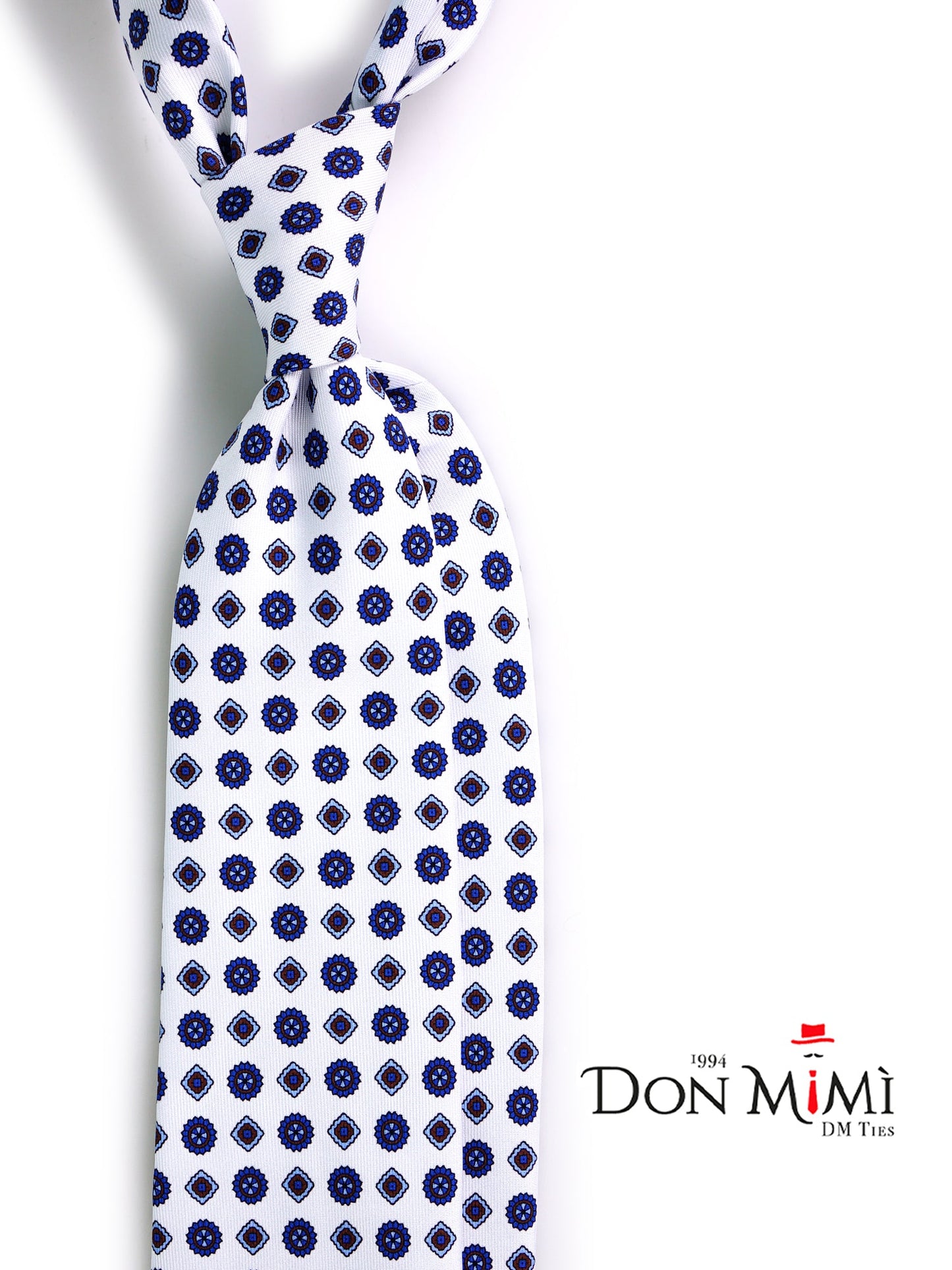 3 Fold Tie white REDDANCE English printed silk