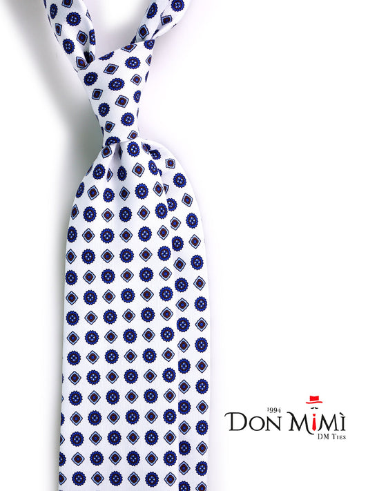 3 Fold Tie white REDDANCE English printed silk