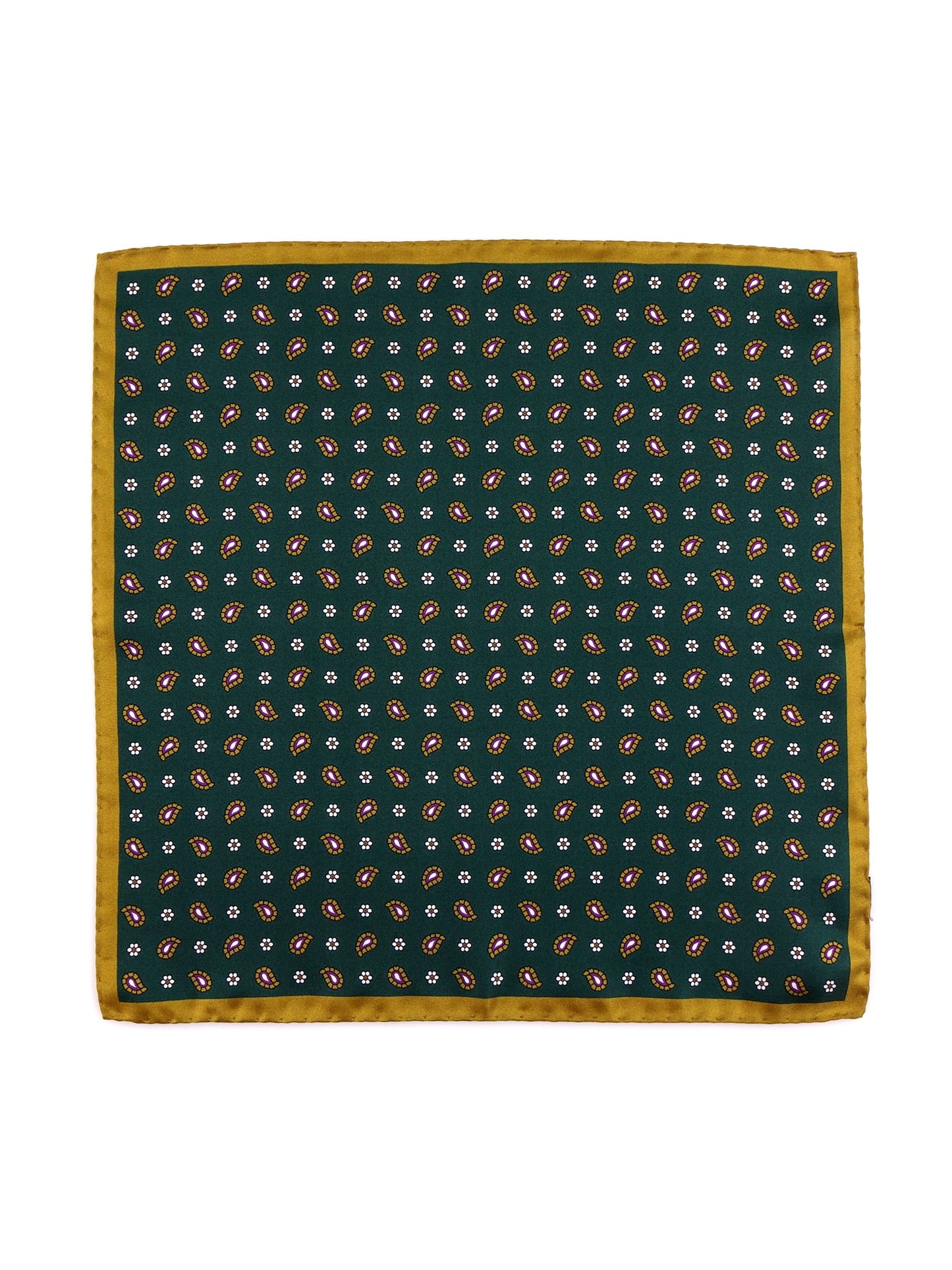 Fazzoletto da taschino verde in seta stampata REED