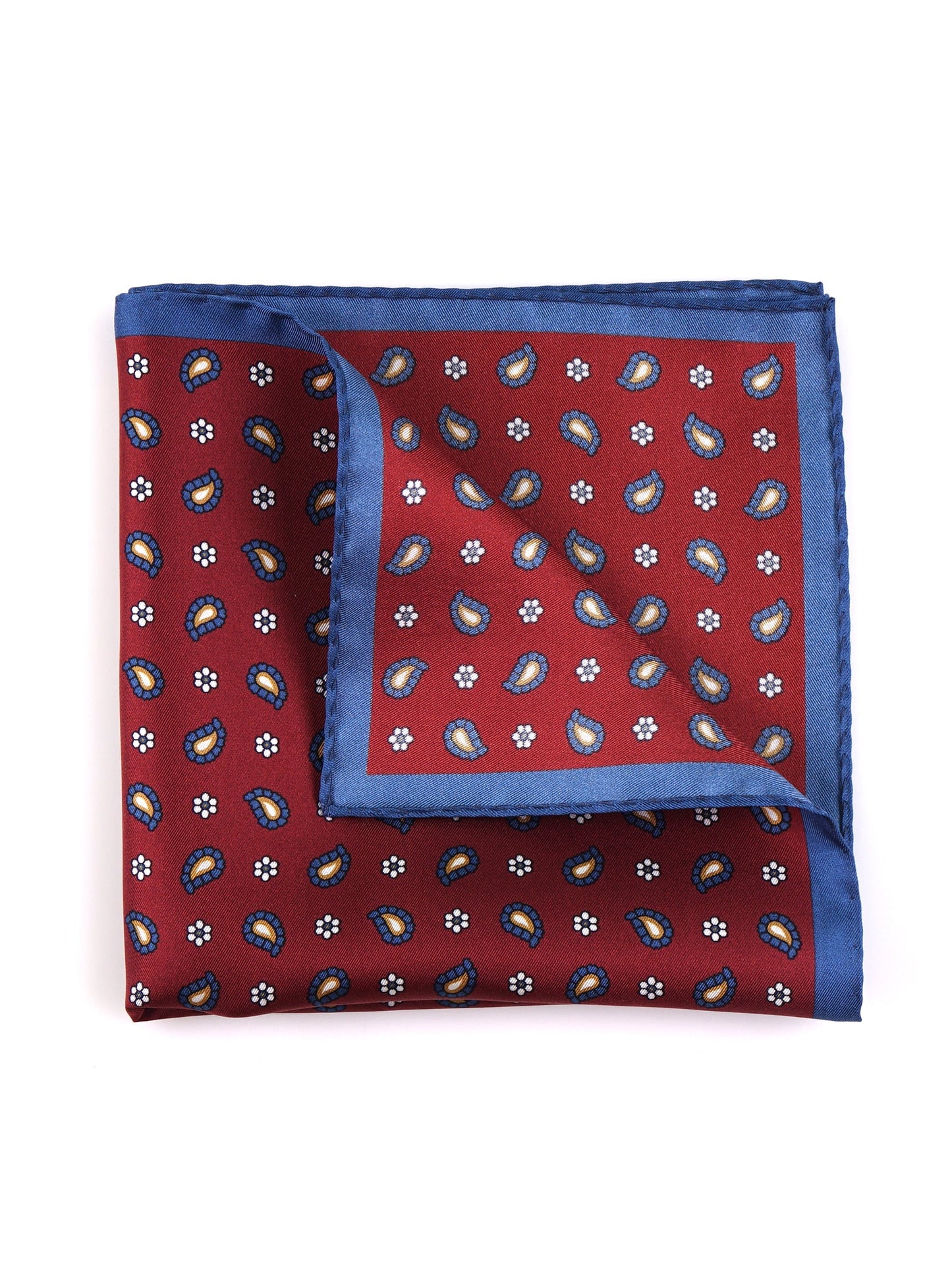 Fazzoletto da taschino rosso in seta stampata REED