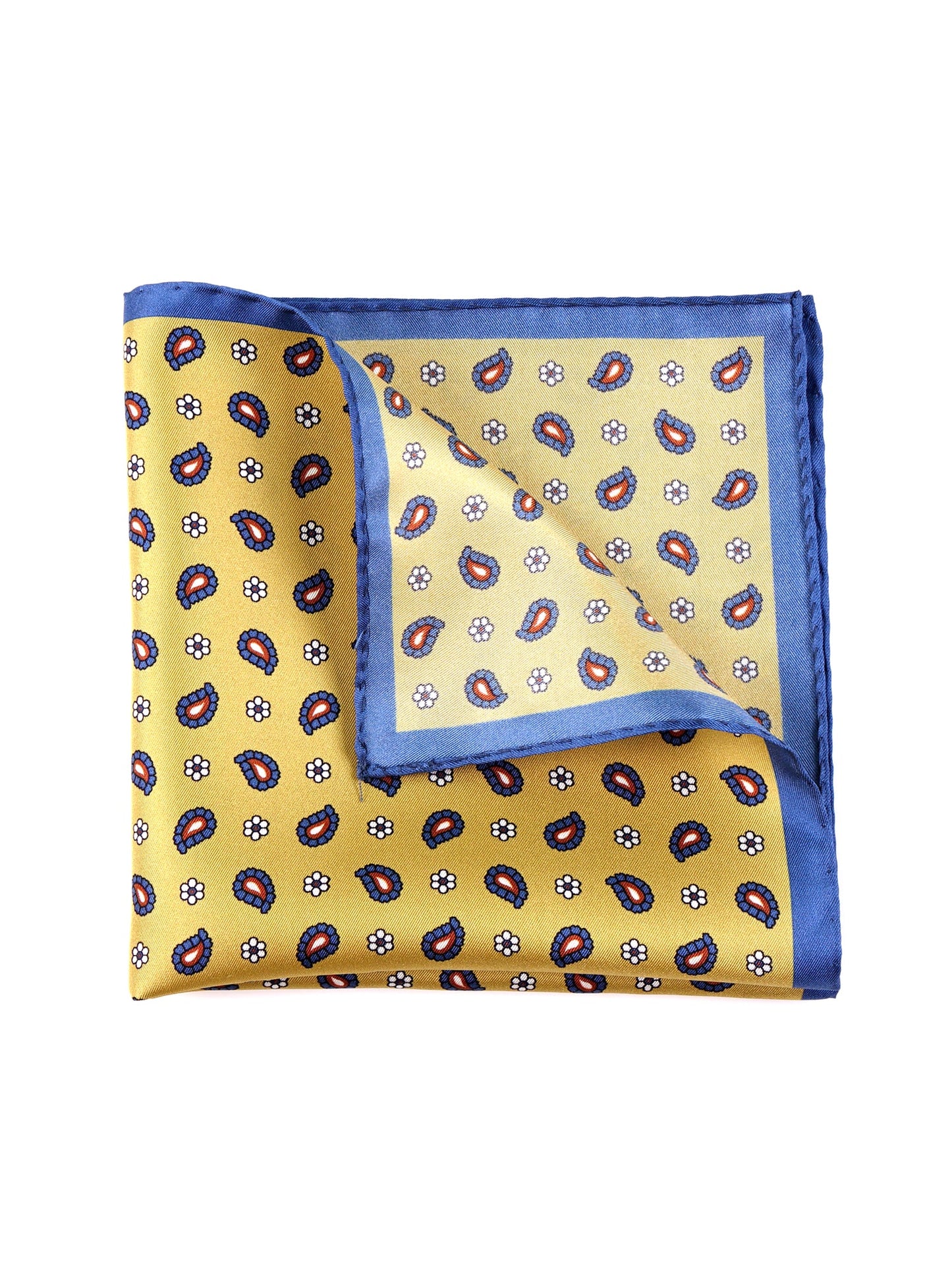 Fazzoletto da taschino giallo in seta stampata REED