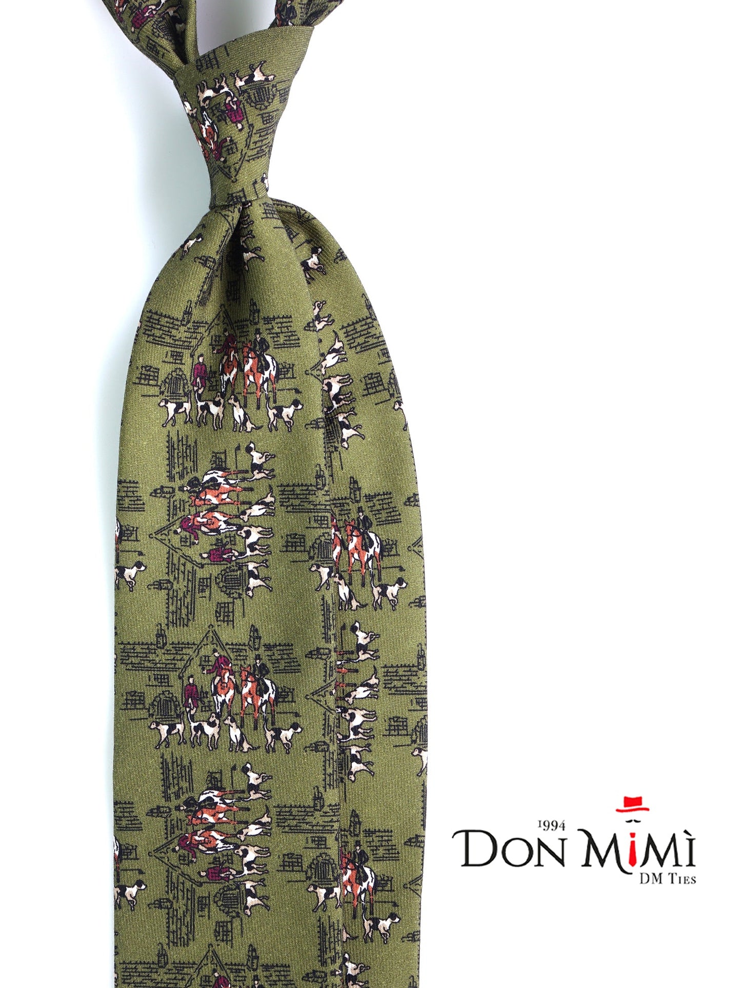 REGALE 3-fold tie in green challis wool
