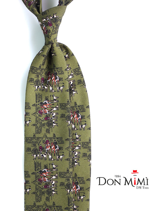 REGALE 3-fold tie in green challis wool