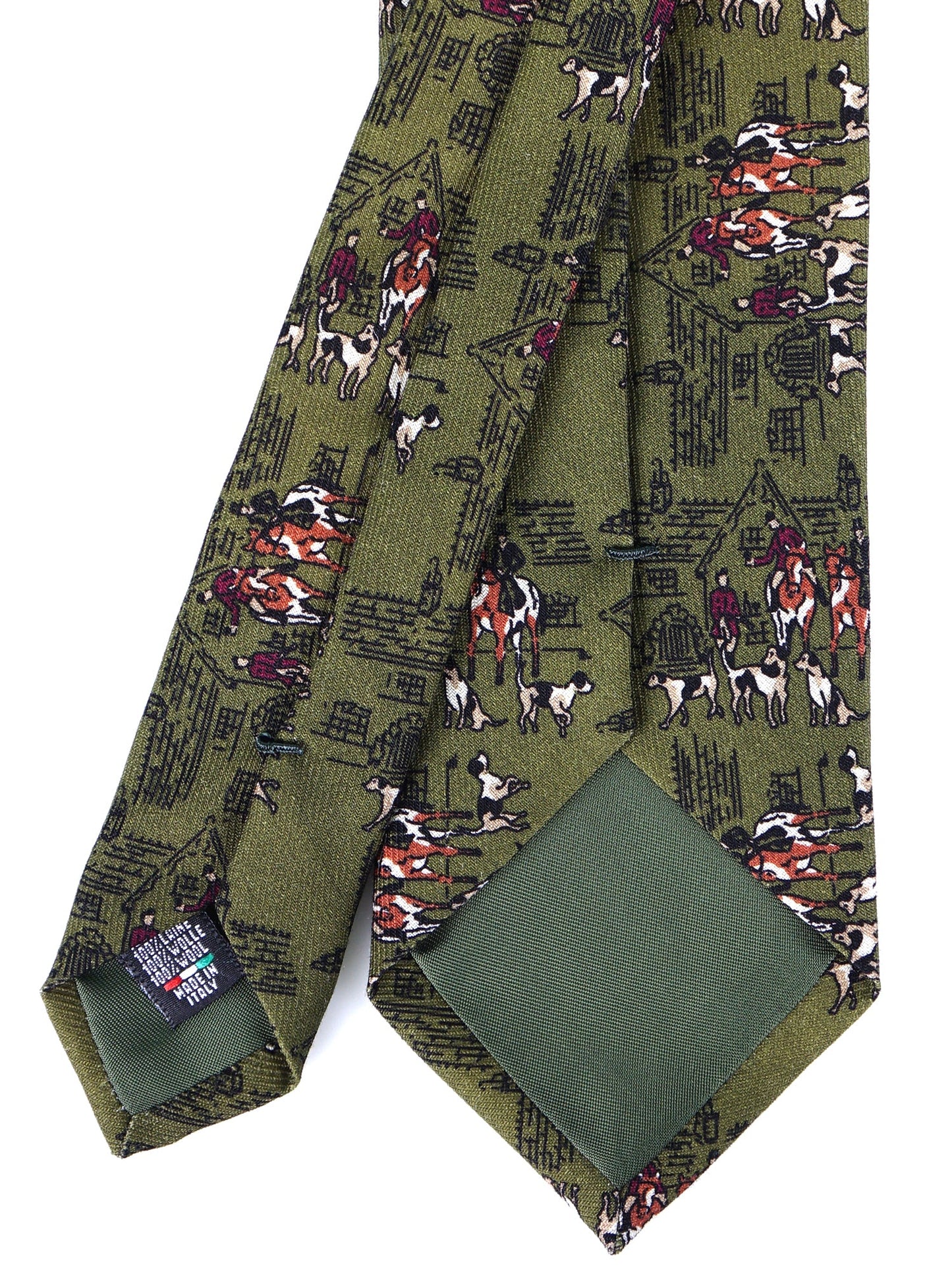 REGALE 3-fold tie in green challis wool