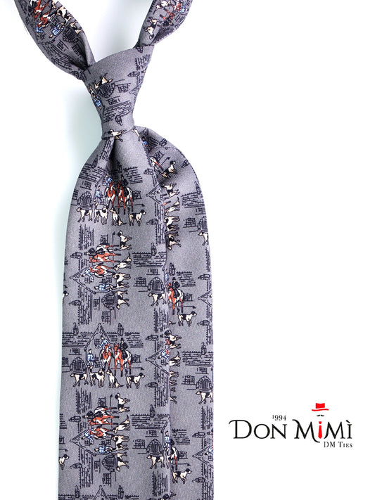 REGALE 3-fold tie in grey wool challis