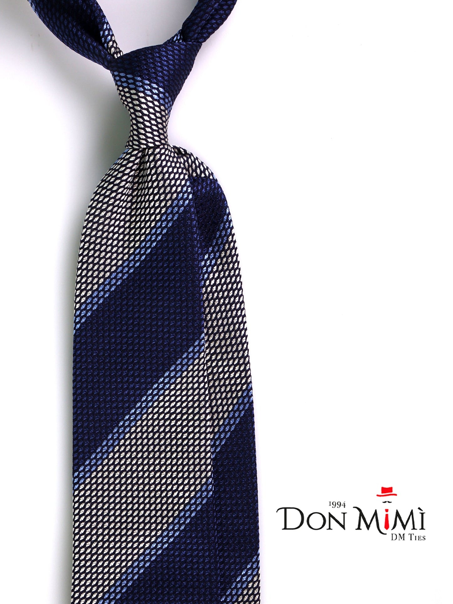 Blue 3 Folds Tie MESH silk genadine