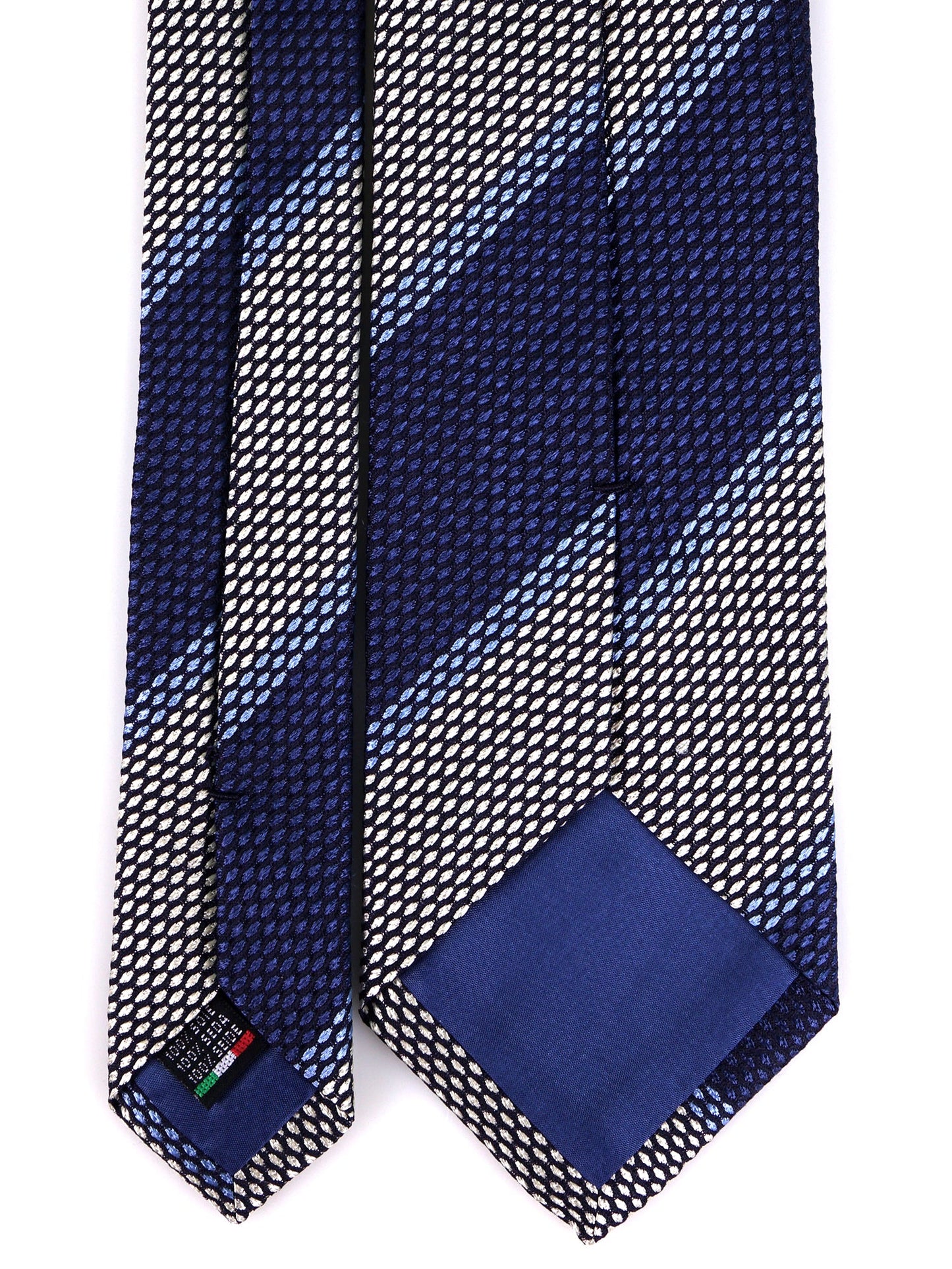 Blue 3 Folds Tie MESH silk genadine