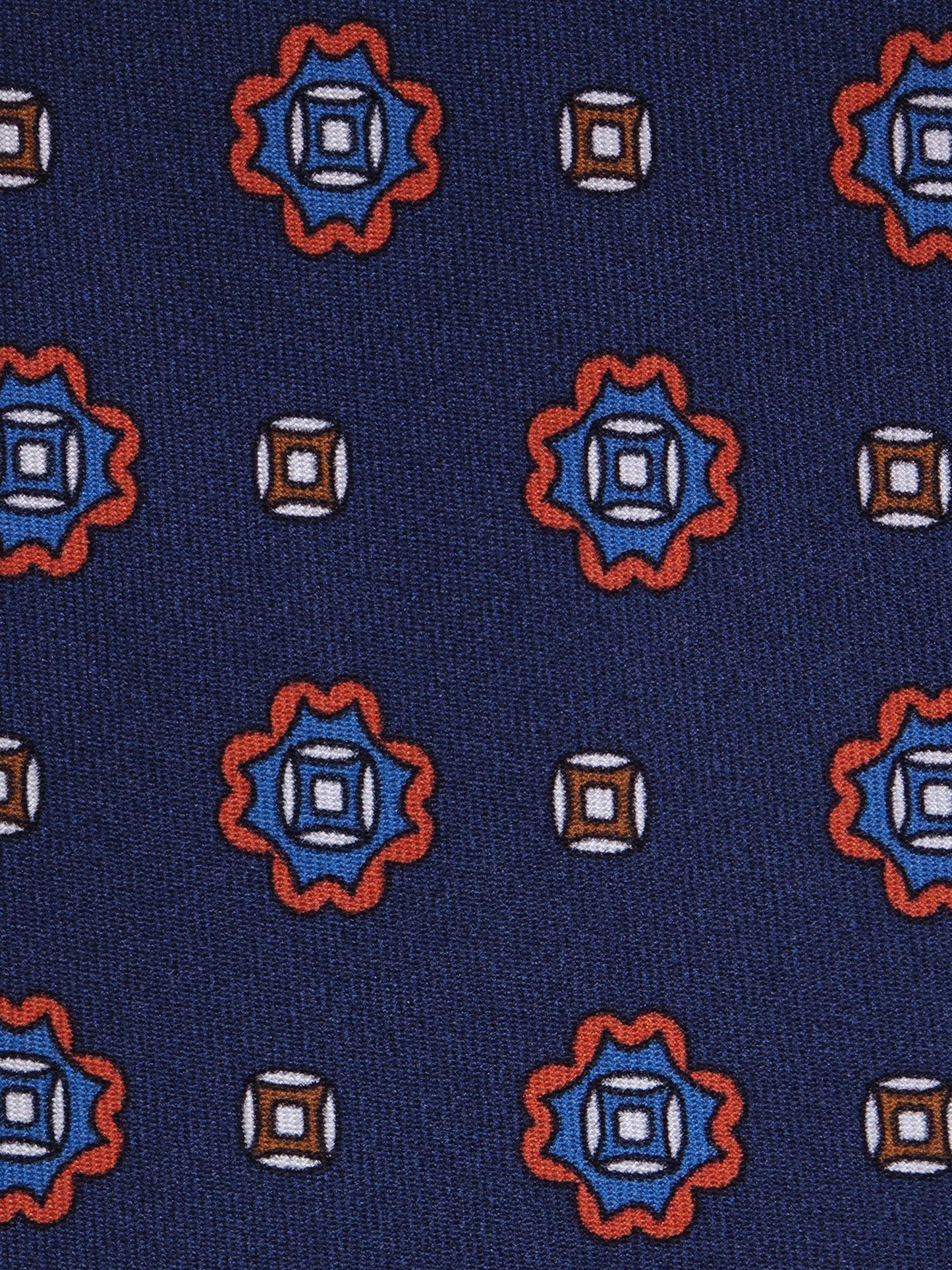 Blue printed silk RIFF 3-fold tie