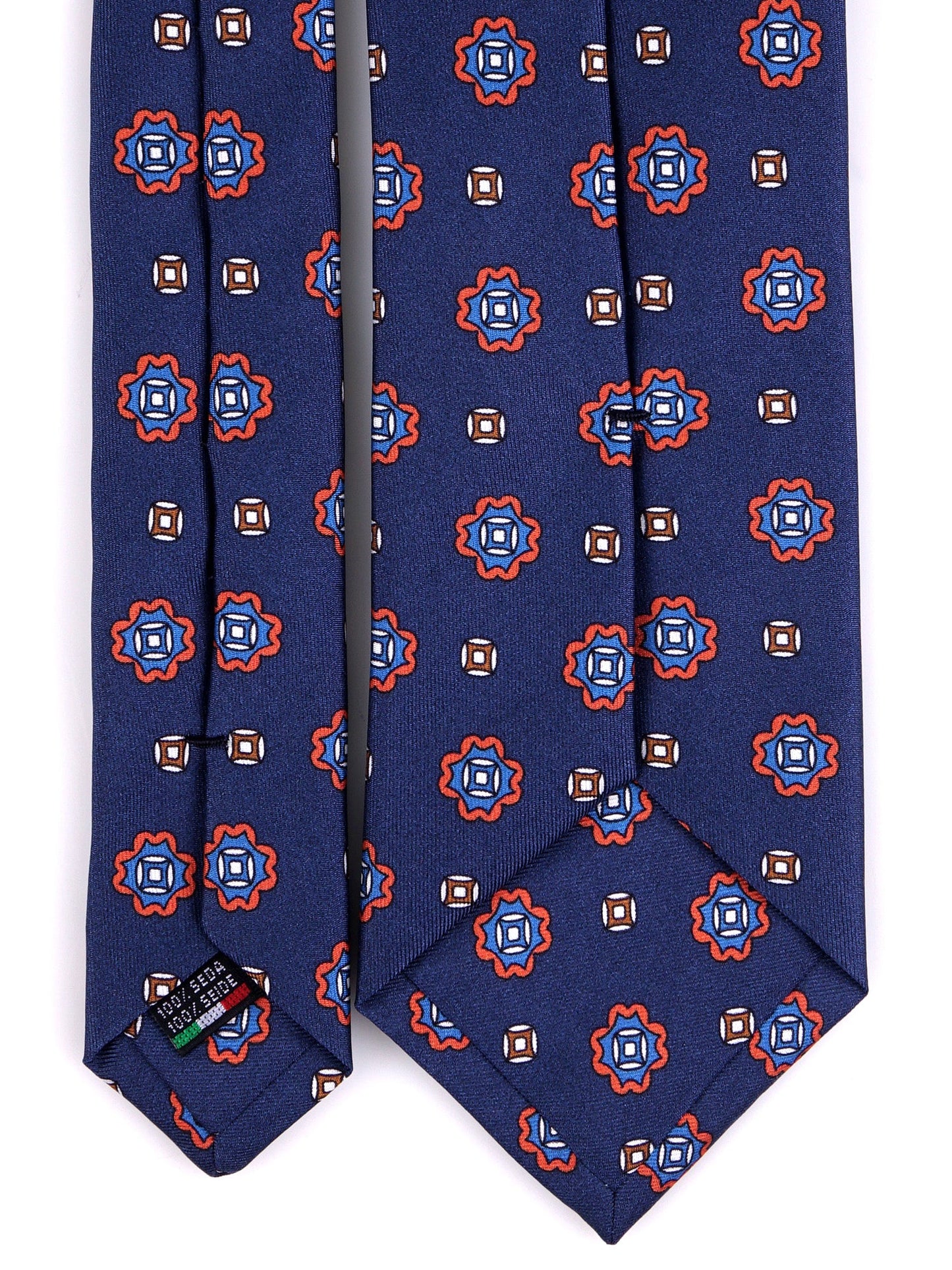 Blue printed silk RIFF 3-fold tie