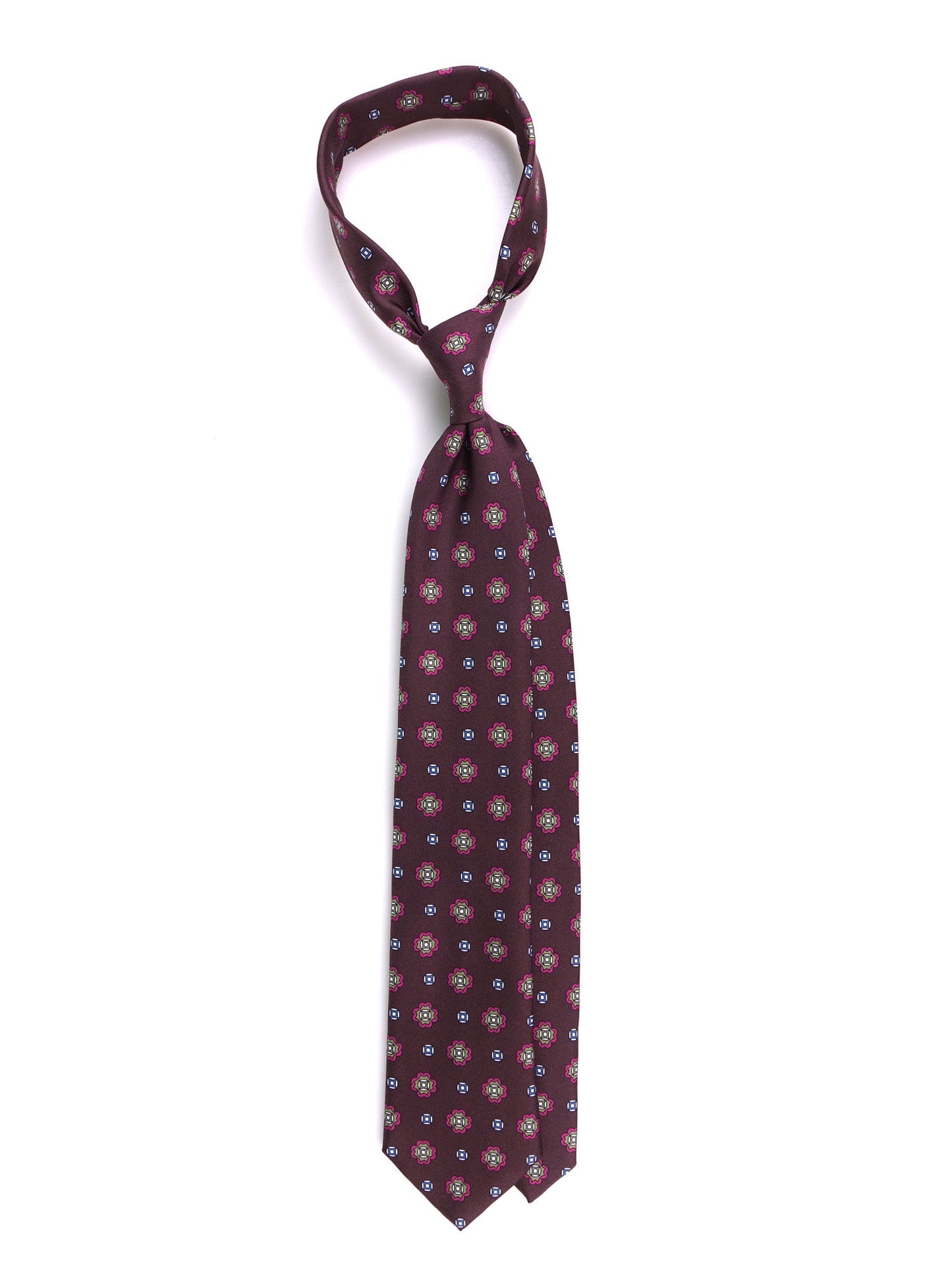 RIFF dark brown printed silk 3-fold tie