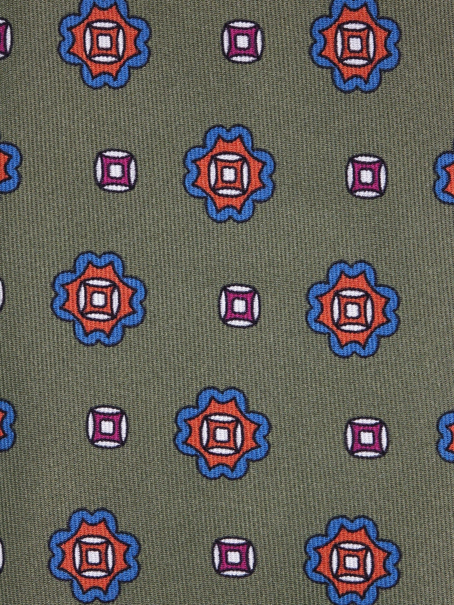 3-fold RIFF green printed silk tie