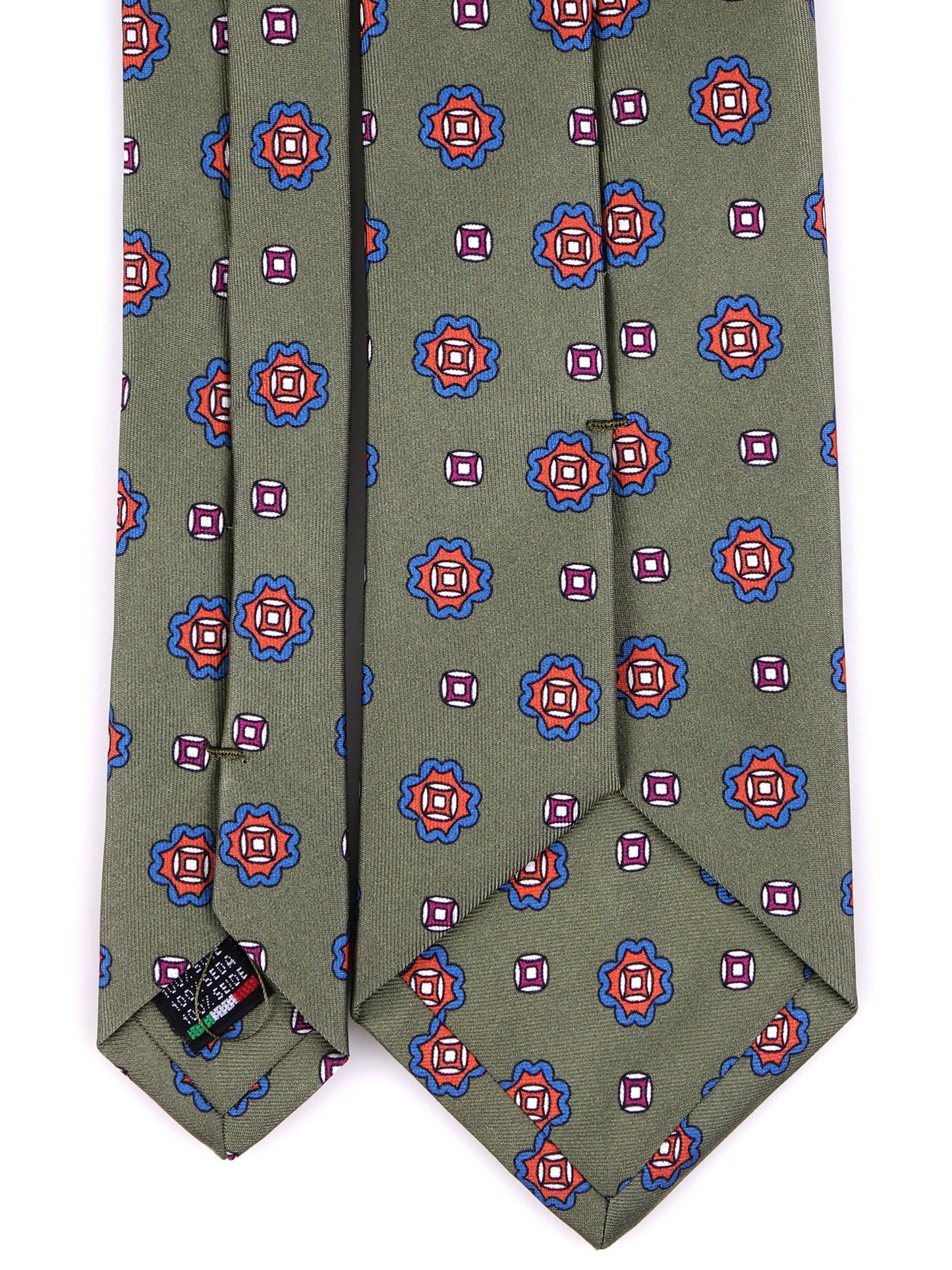 3-fold RIFF green printed silk tie