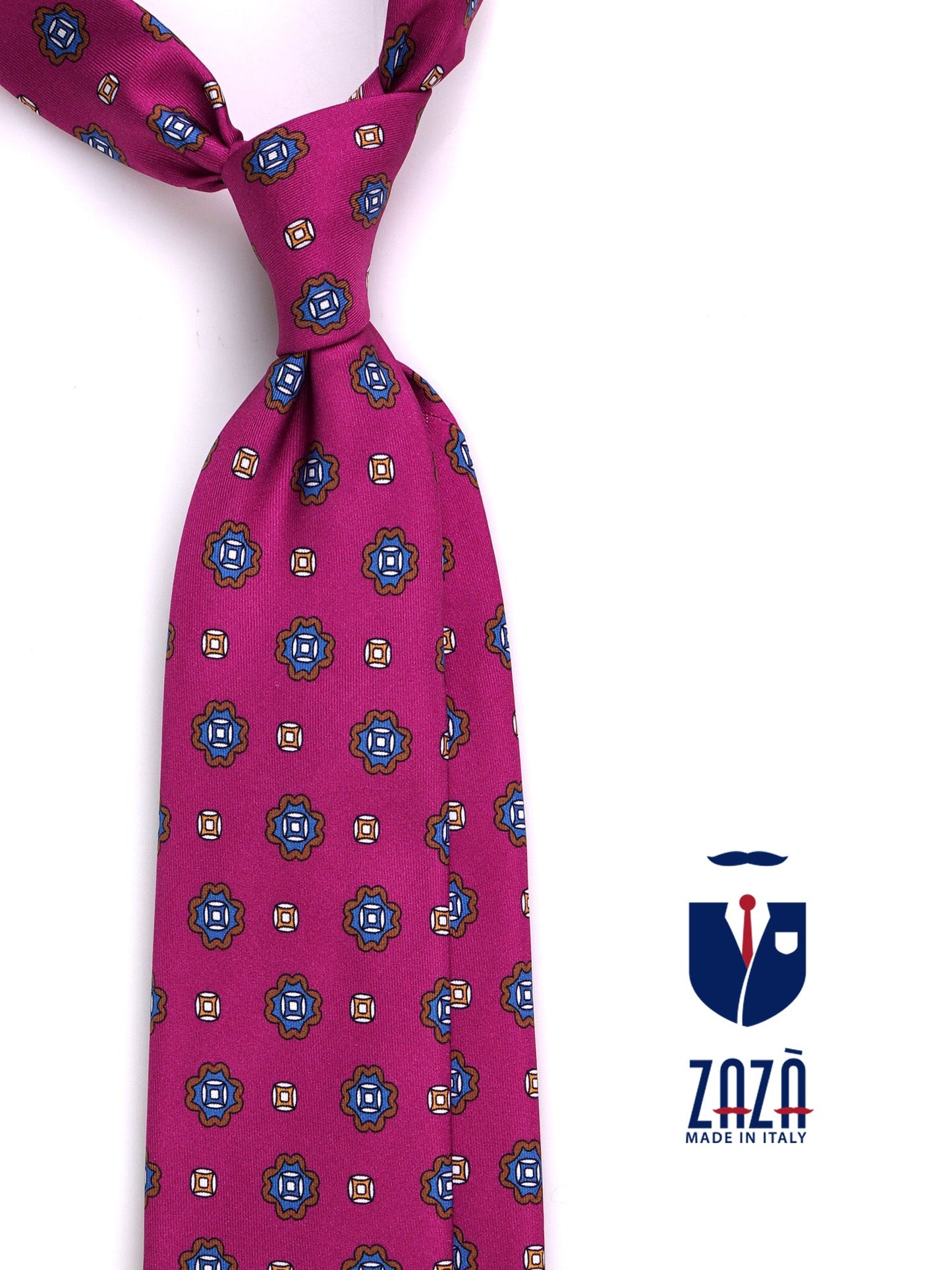 RIFF lilac printed silk 3-fold tie