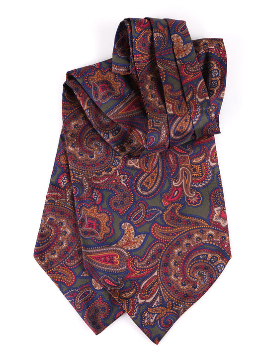 RIFOLO green printed silk double point ascot