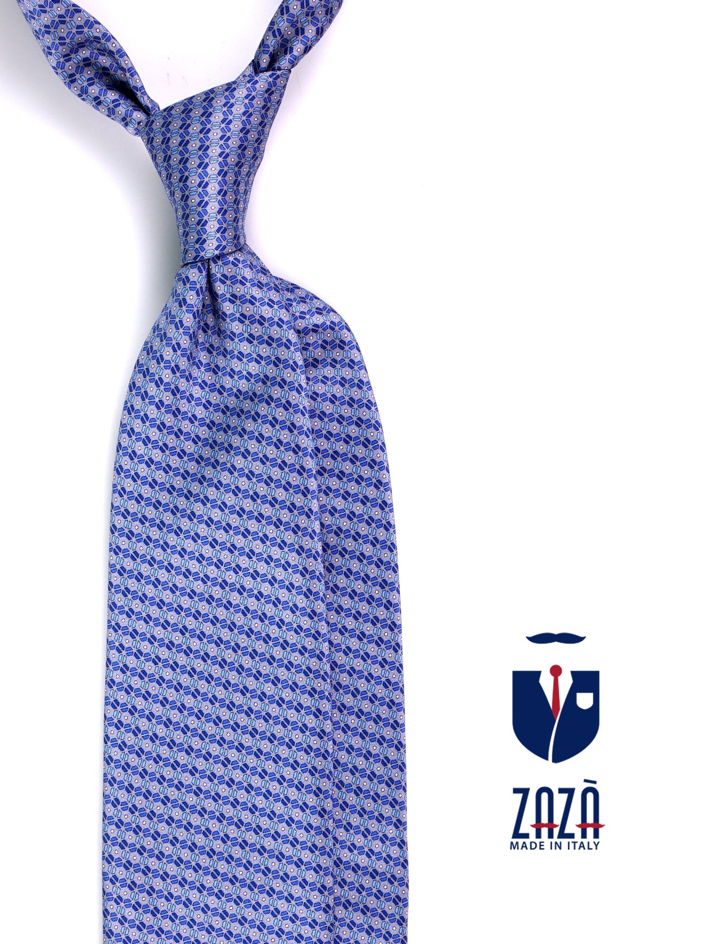 RIFUSE 3 fold tie in grey printed silk