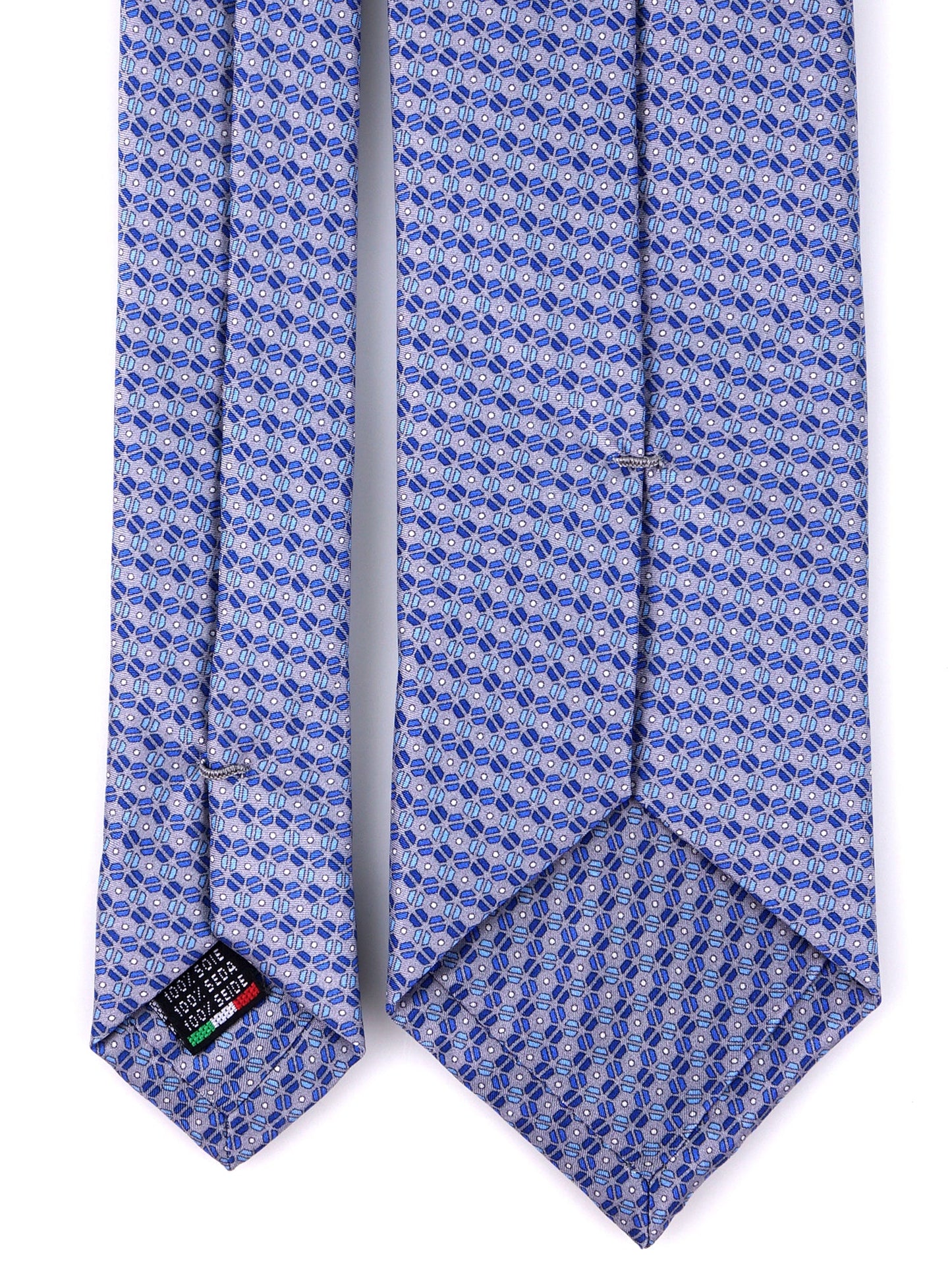 RIFUSE 3 fold tie in grey printed silk