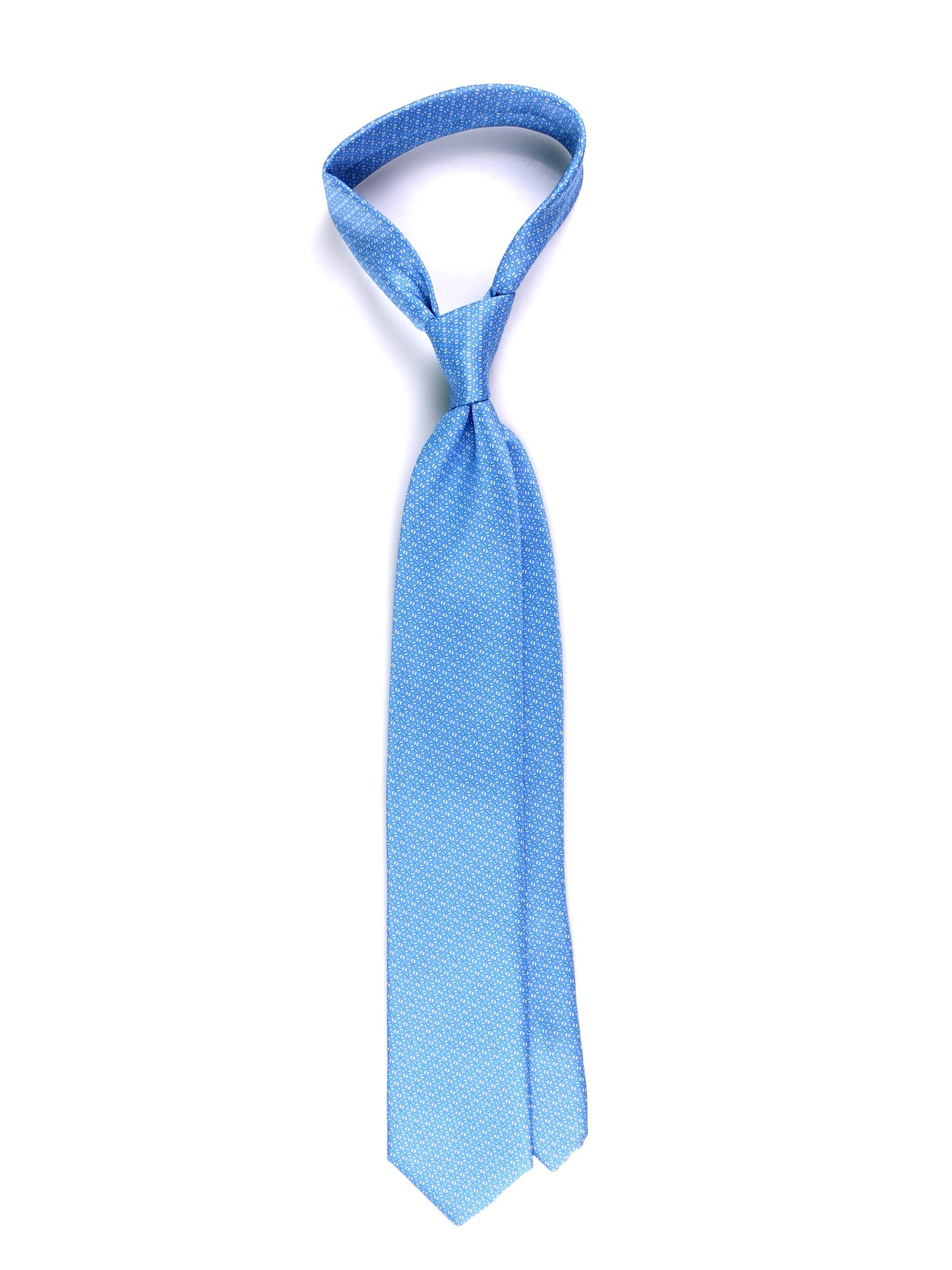 3-fold RIFUSE tie in light blue printed silk