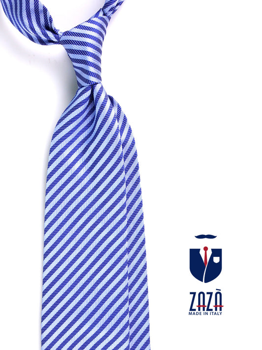 RIGOLA 3-fold tie in blue woven silk