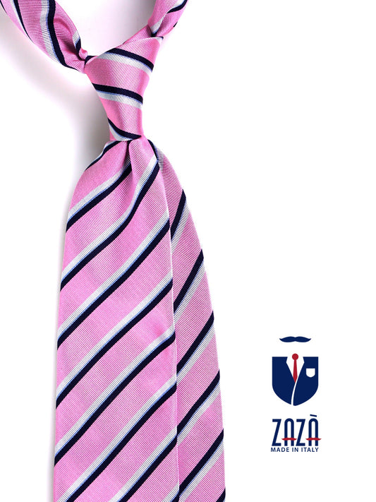 RINA 3-fold tie in pink woven silk