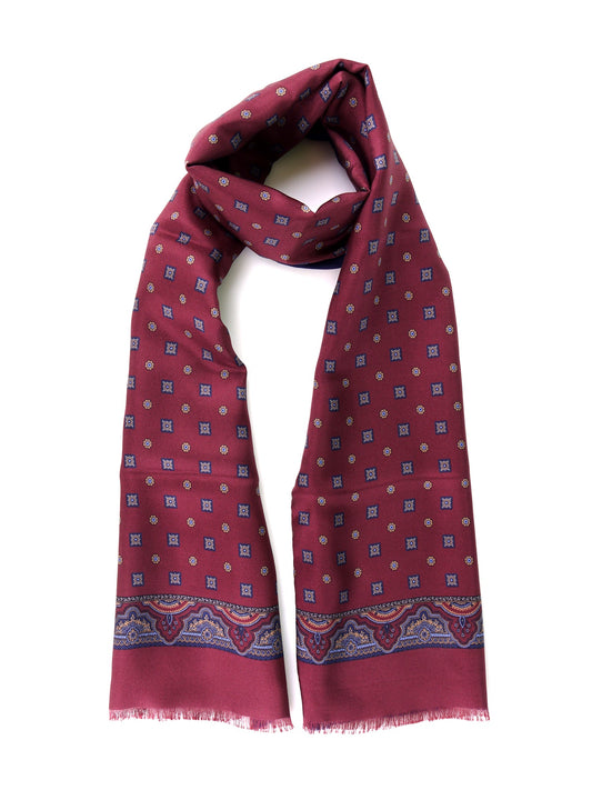 Burgundy double-sided silk\wool scarf ROBERT