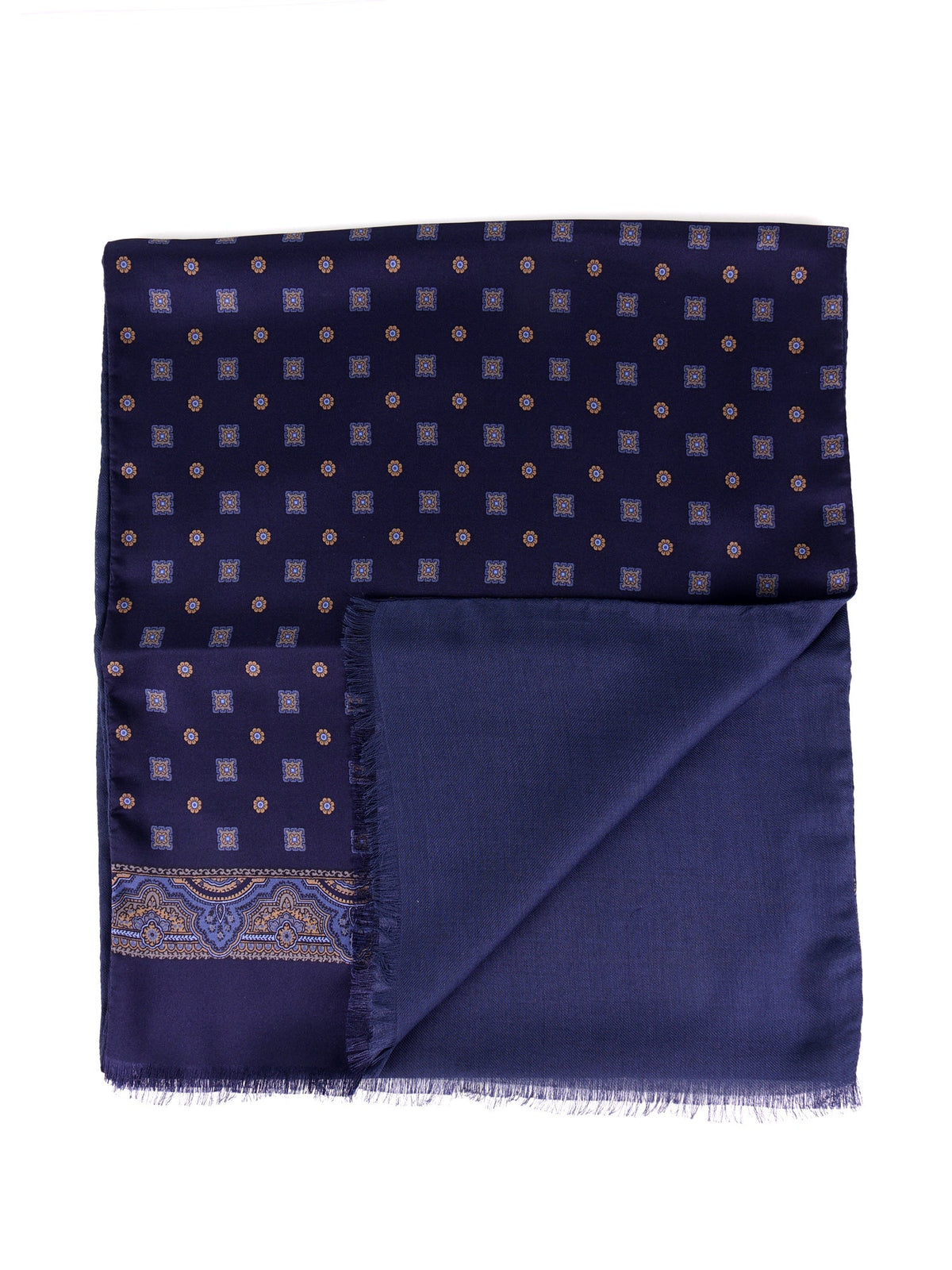 Navy blue double-faced silk\Modal scarf ROBERT