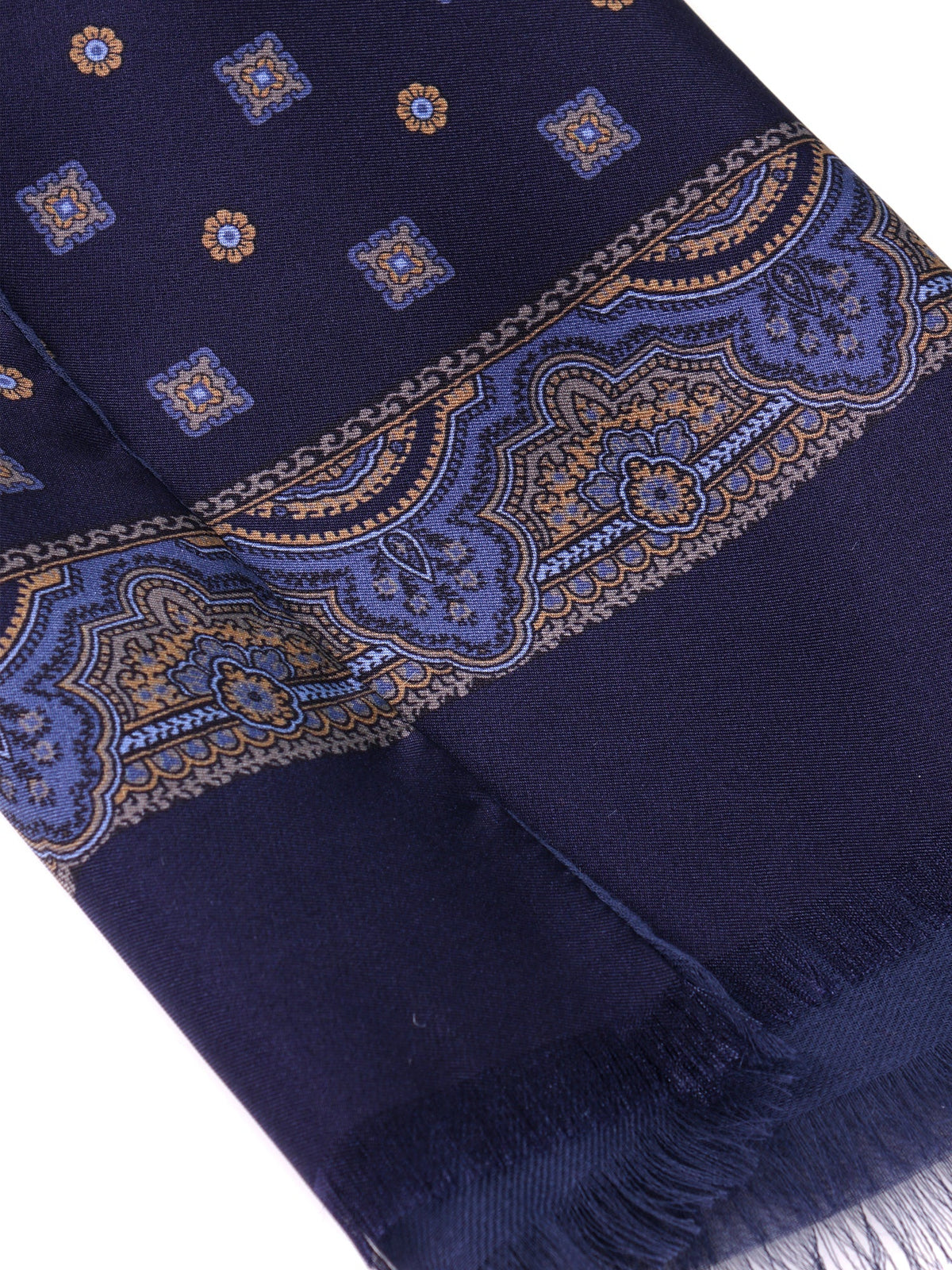 Navy blue double-faced silk\Modal scarf ROBERT