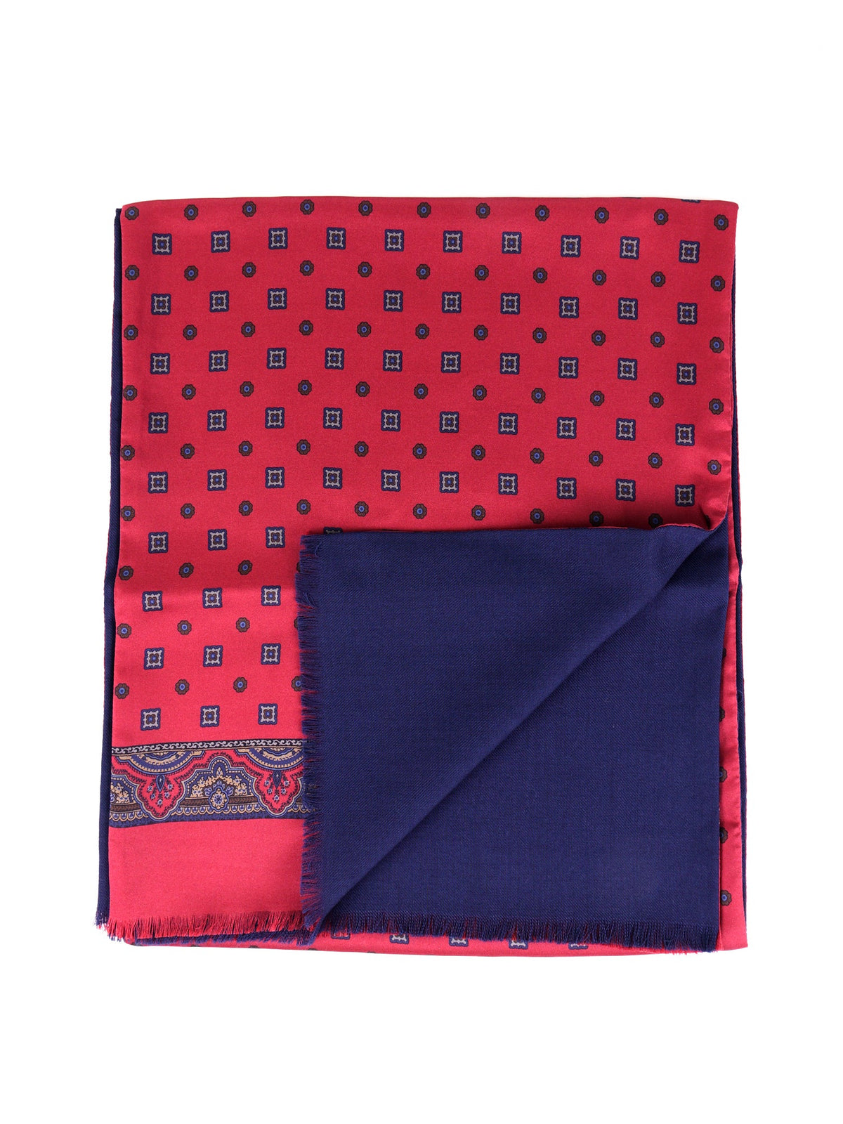 Red double-faced silk\wool scarf ROBERT