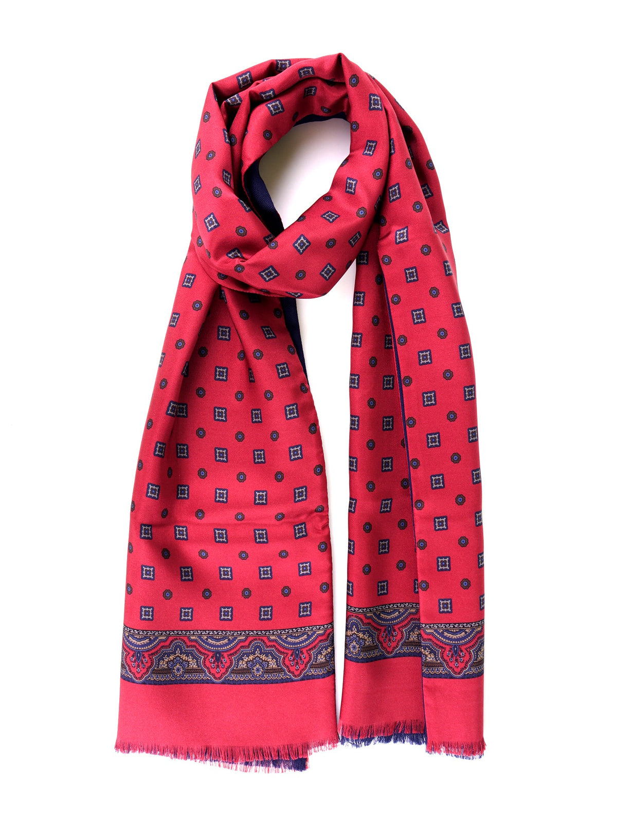 Red double-faced silk\wool scarf ROBERT