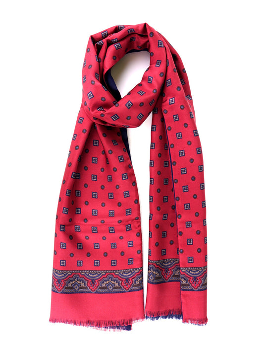 Red double-faced silk\wool scarf ROBERT